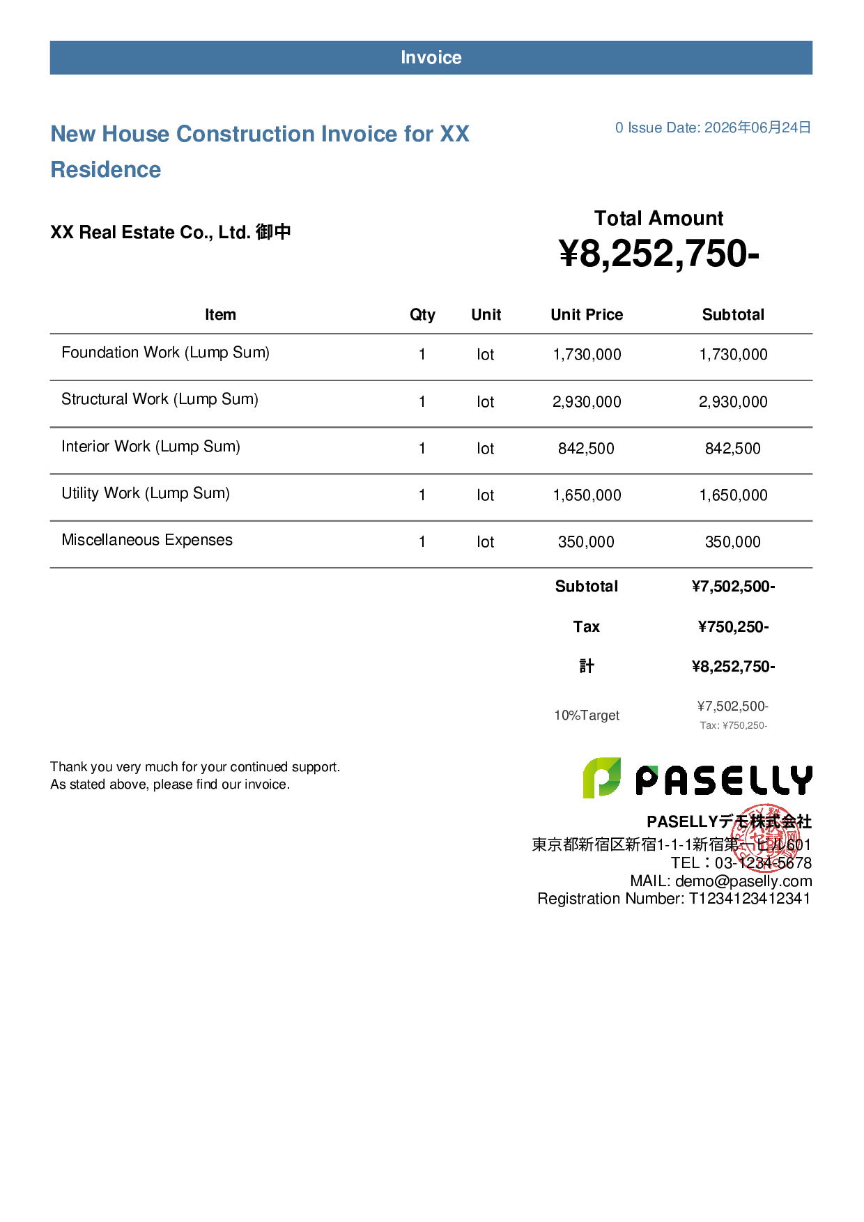 Construction Invoice - Casual