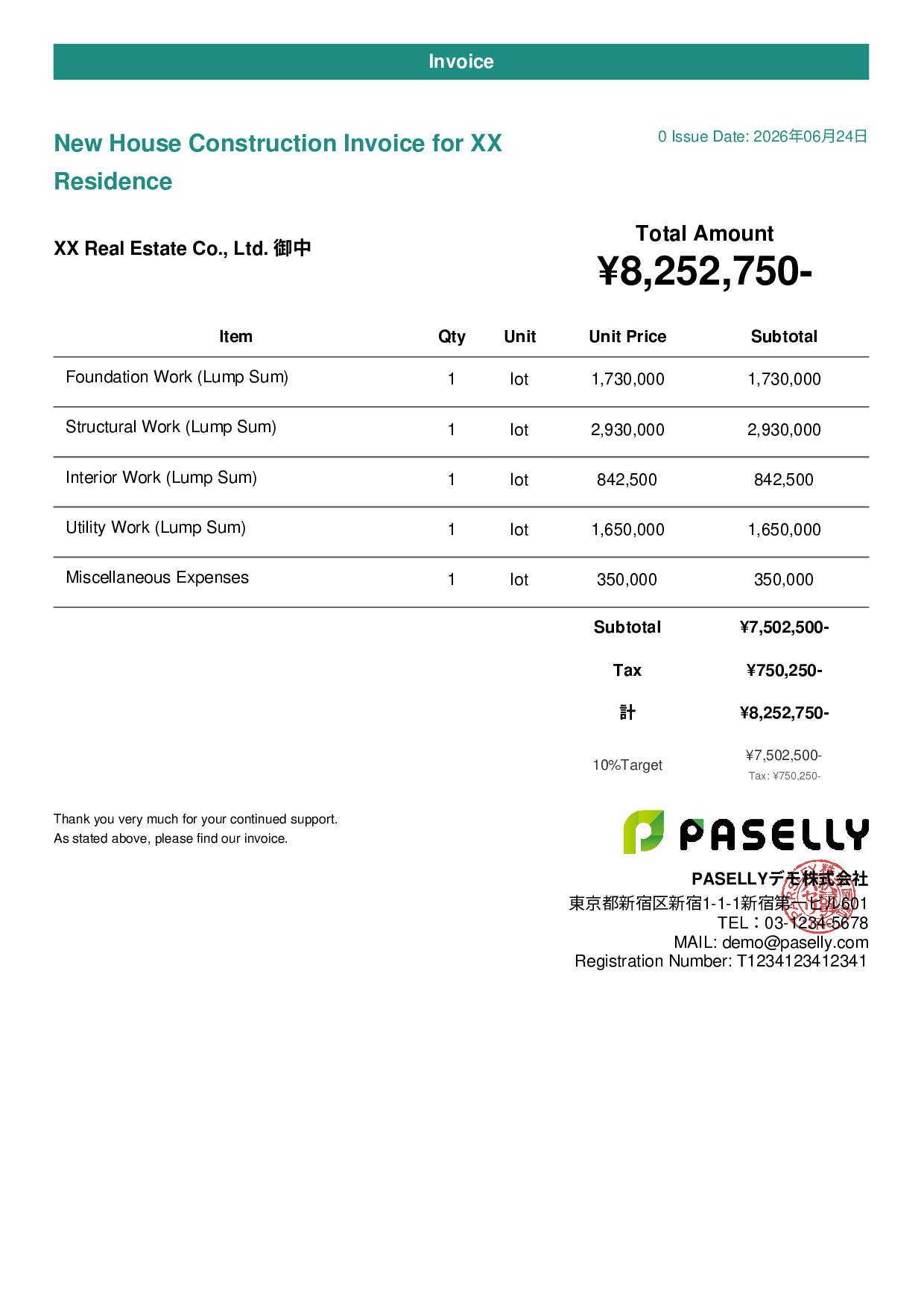Construction Invoice - Casual