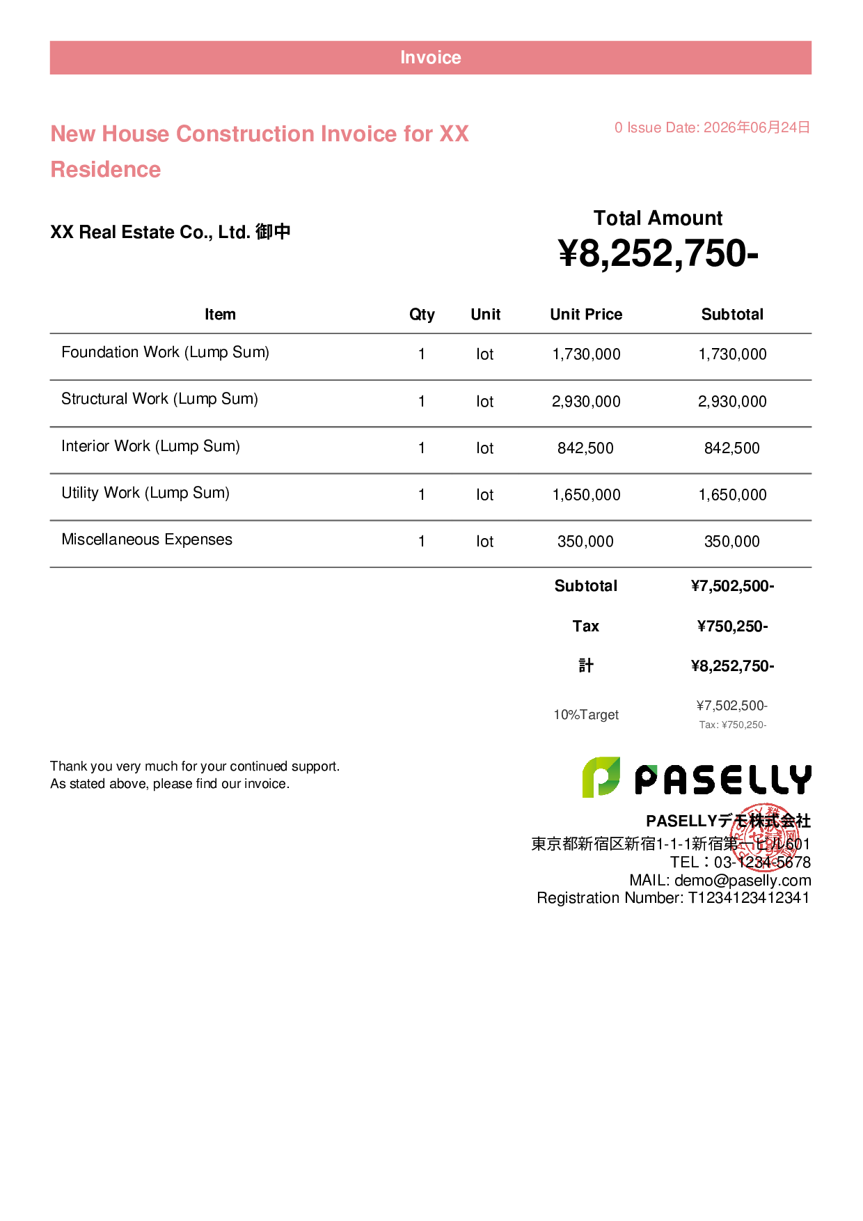 Construction Invoice - Casual