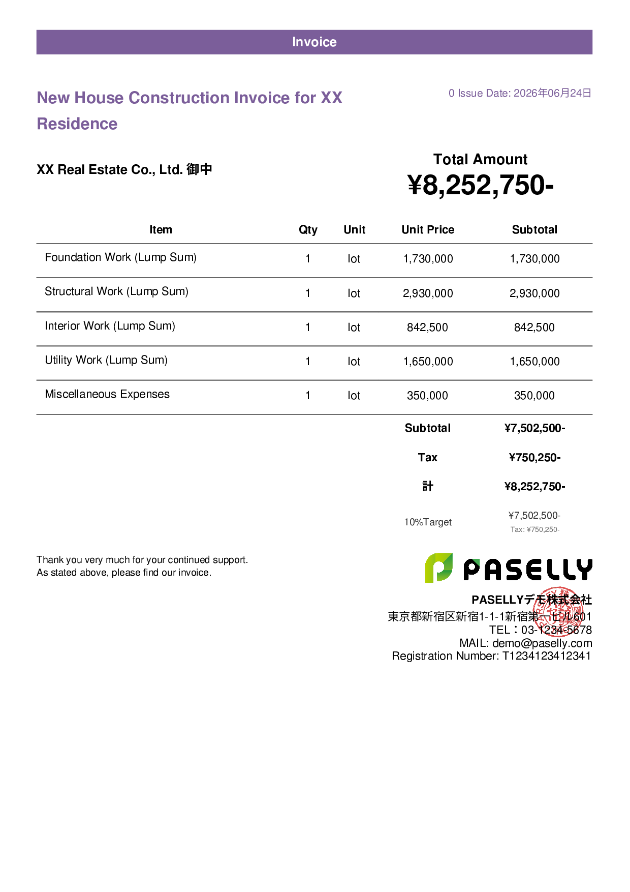 Construction Invoice - Casual
