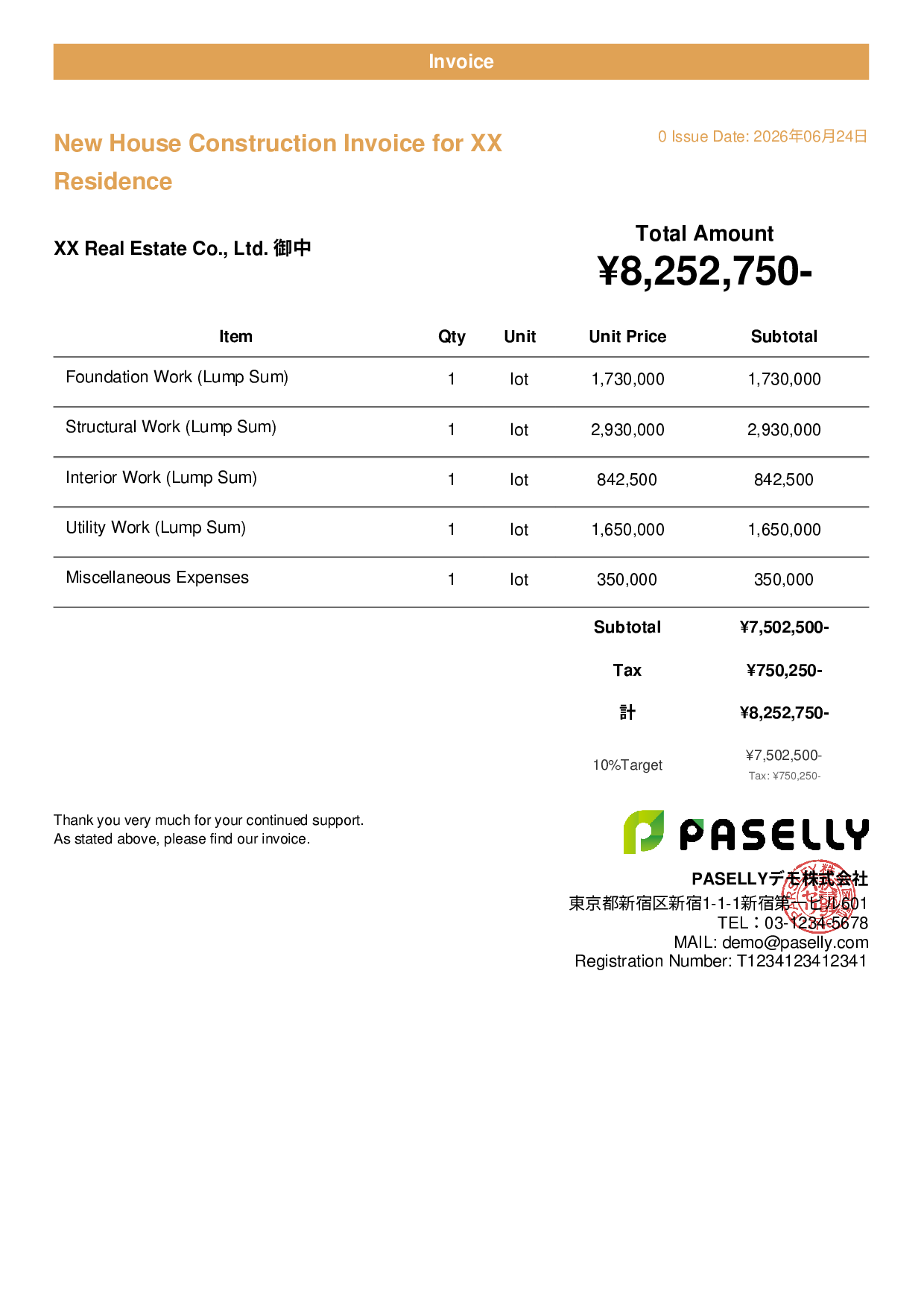 Construction Invoice - Casual