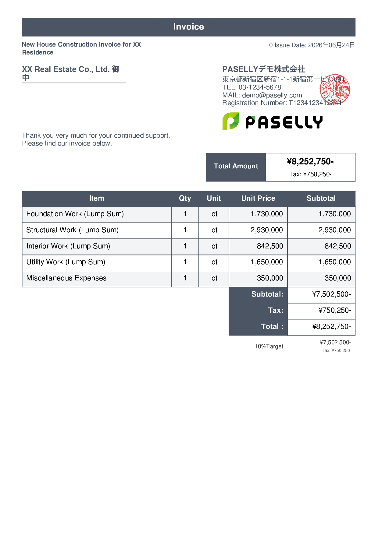 Construction Invoice - Standard 1