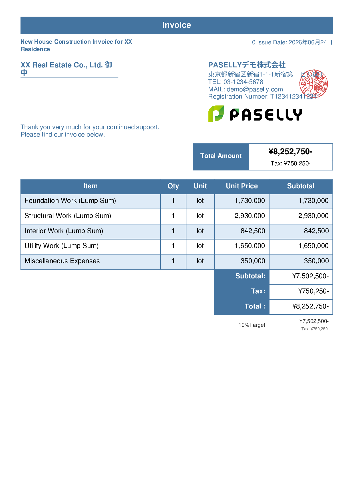 Construction Invoice - Standard 1