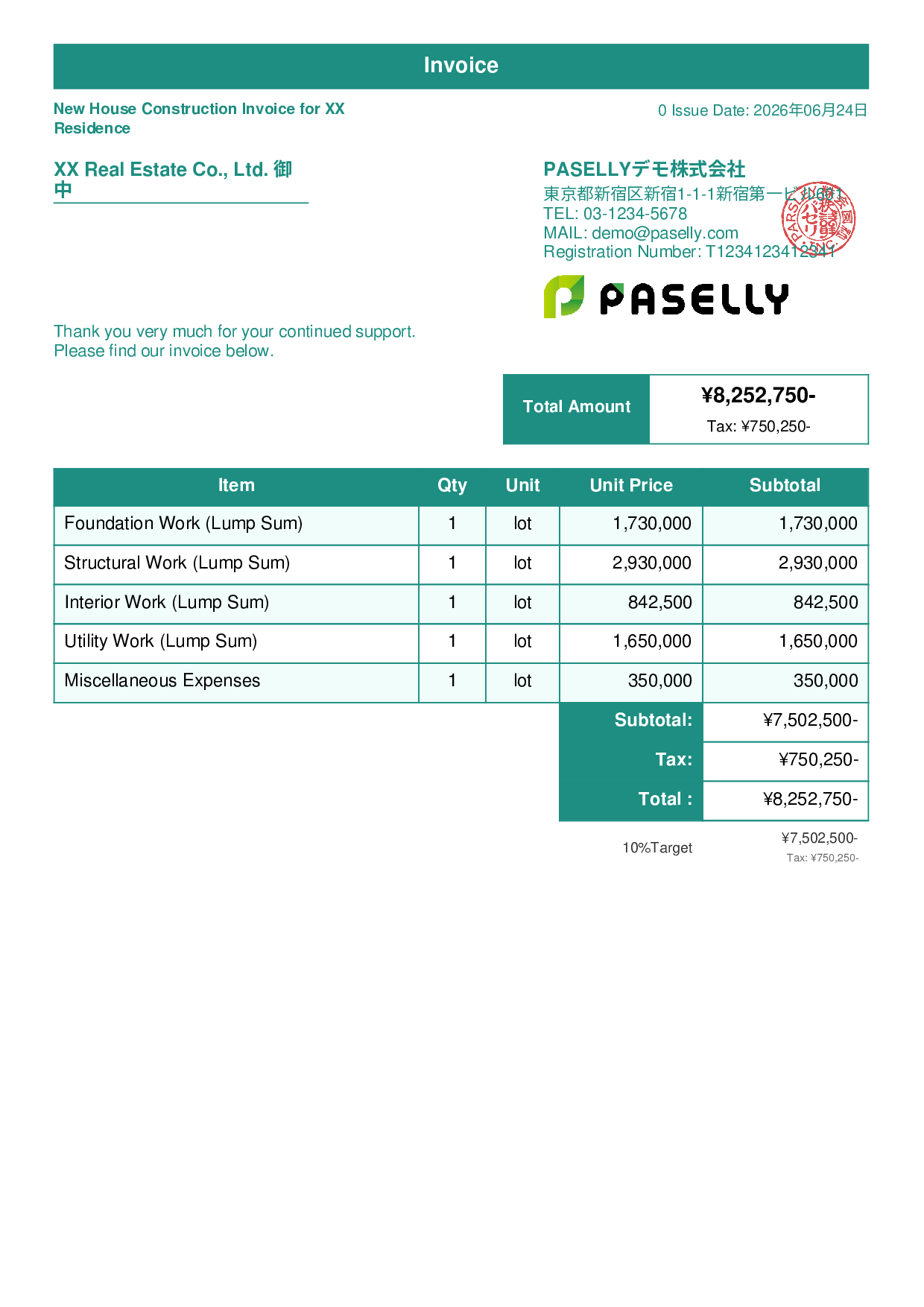Construction Invoice - Standard 1