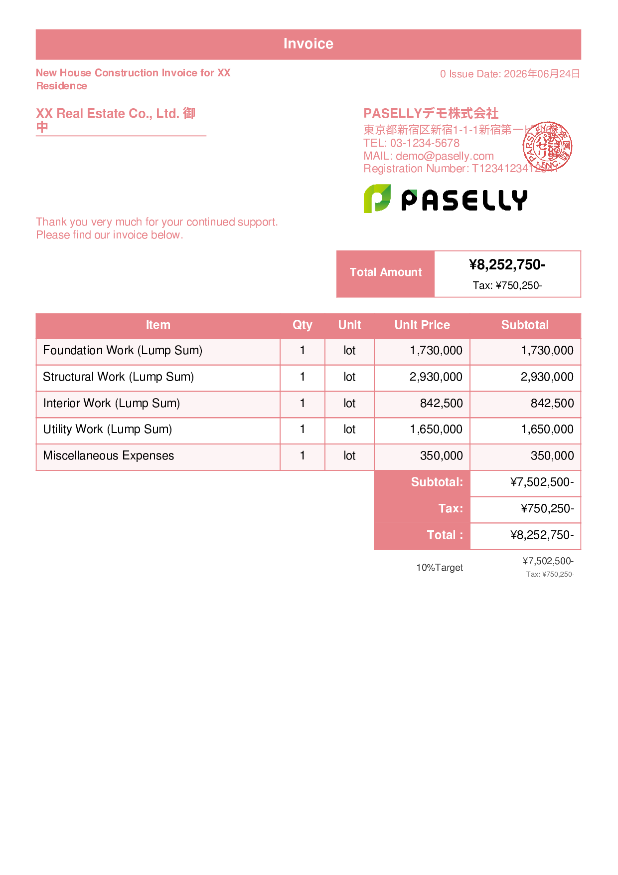 Construction Invoice - Standard 1