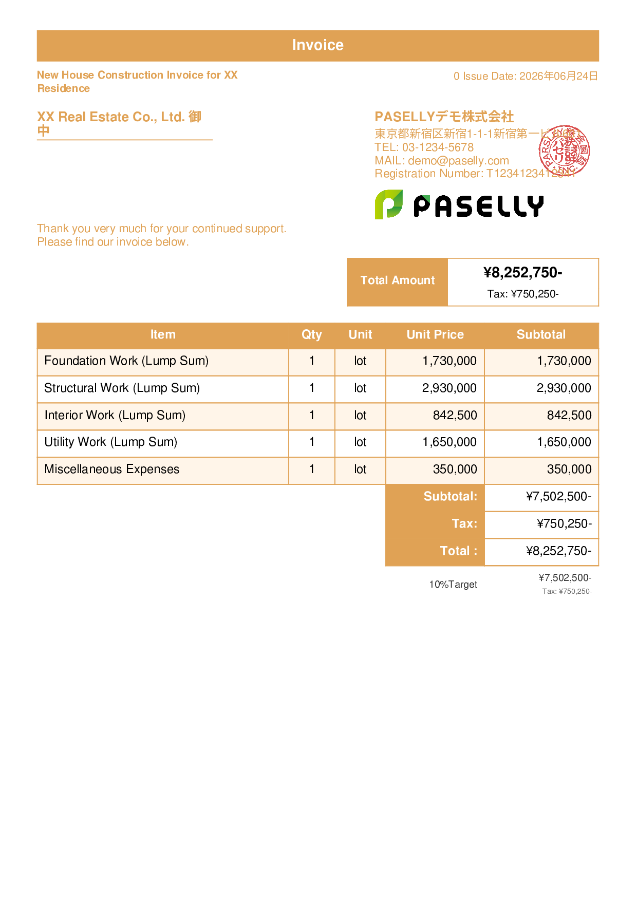 Construction Invoice - Standard 1