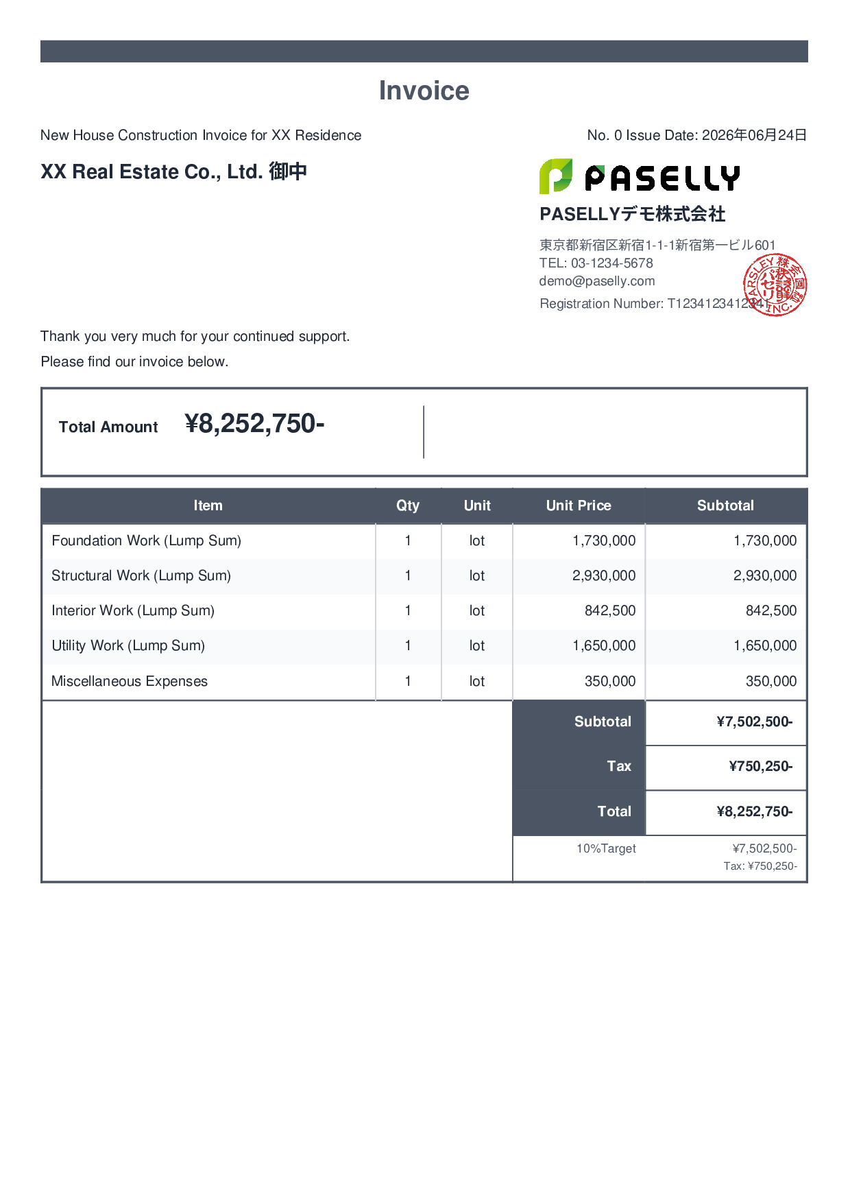 Construction Invoice - Standard 2