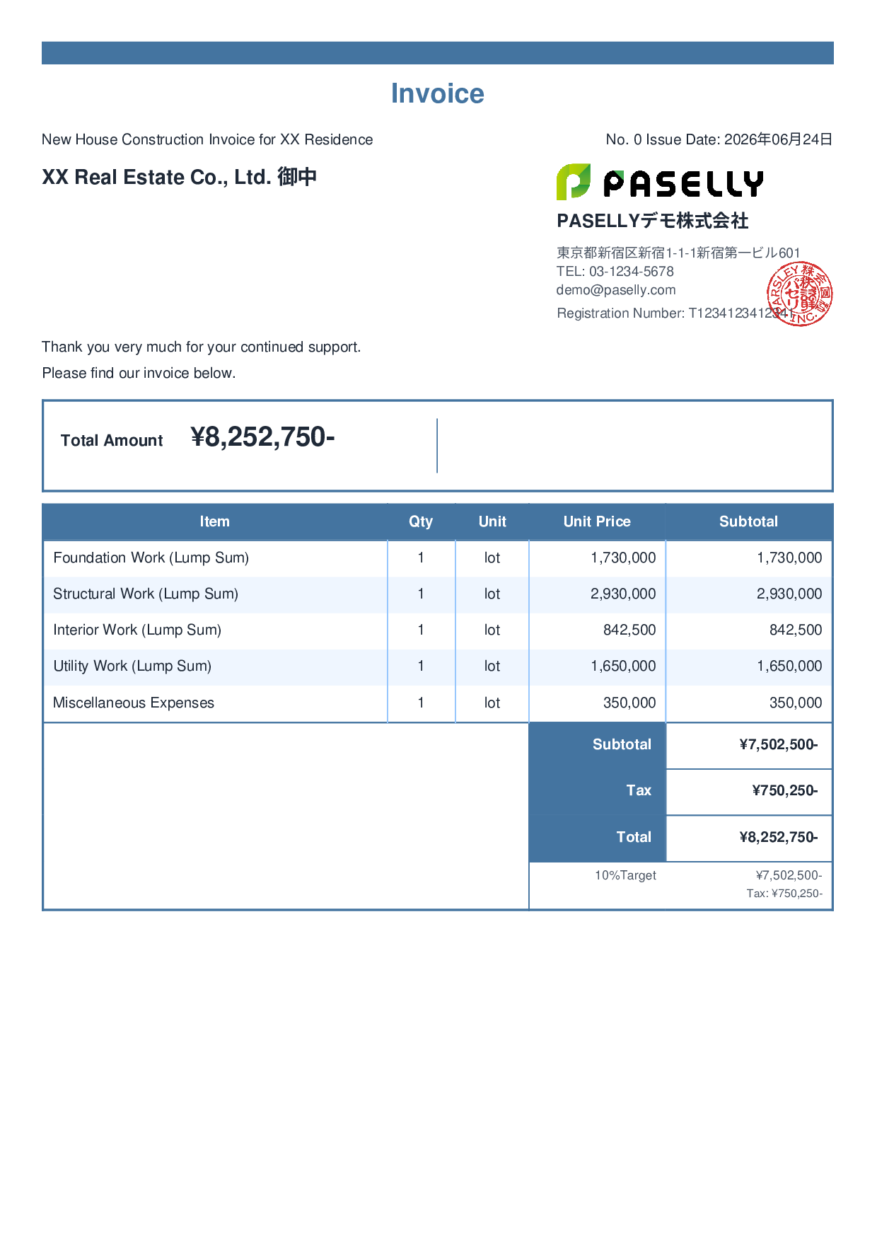 Construction Invoice - Standard 2