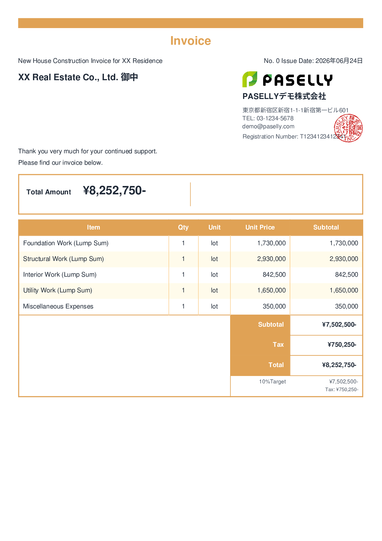 Construction Invoice - Standard 2