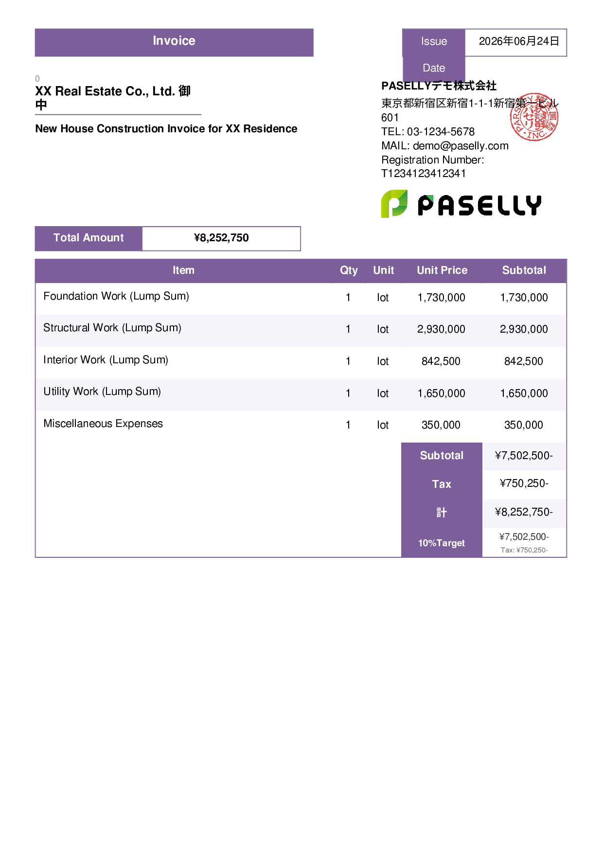 Construction Invoice - Standard 3