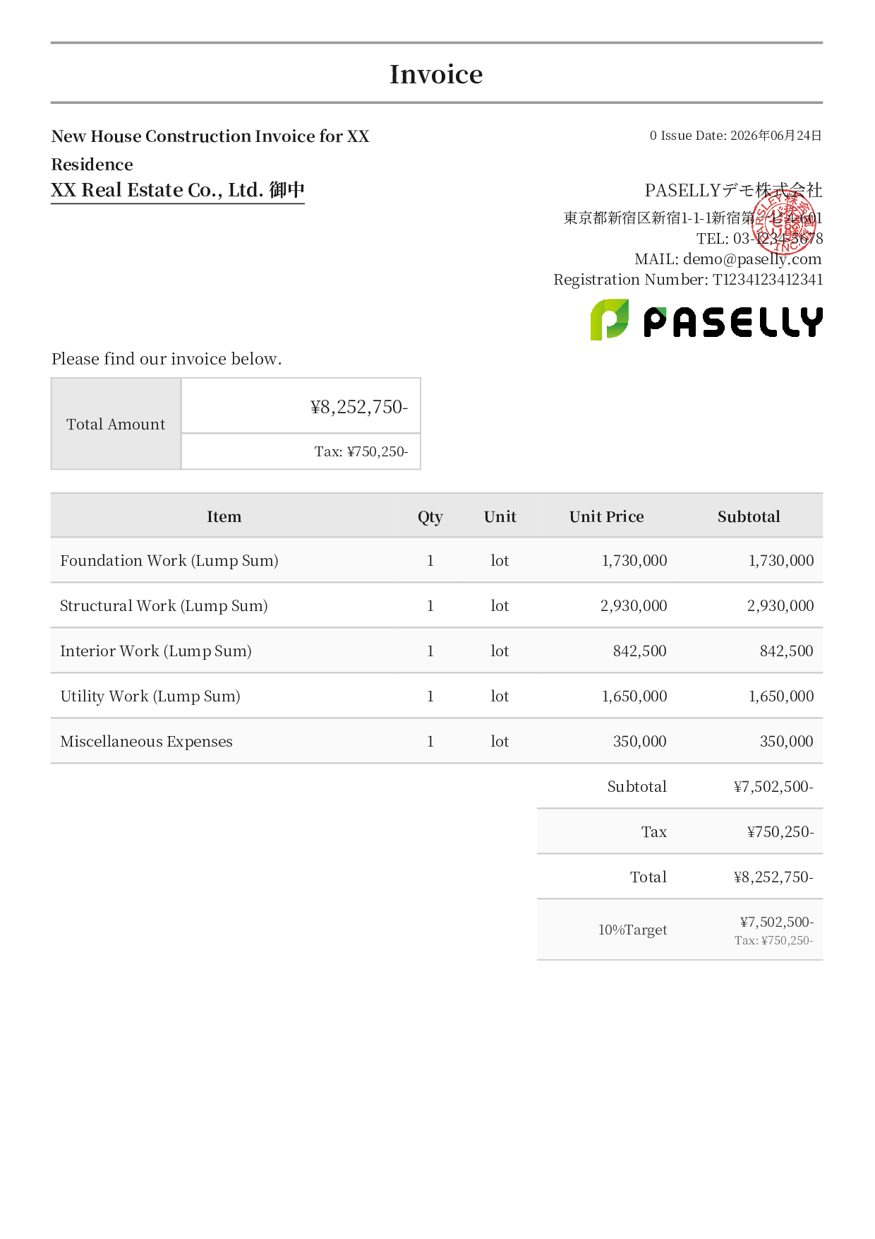Construction Invoice - Formal
