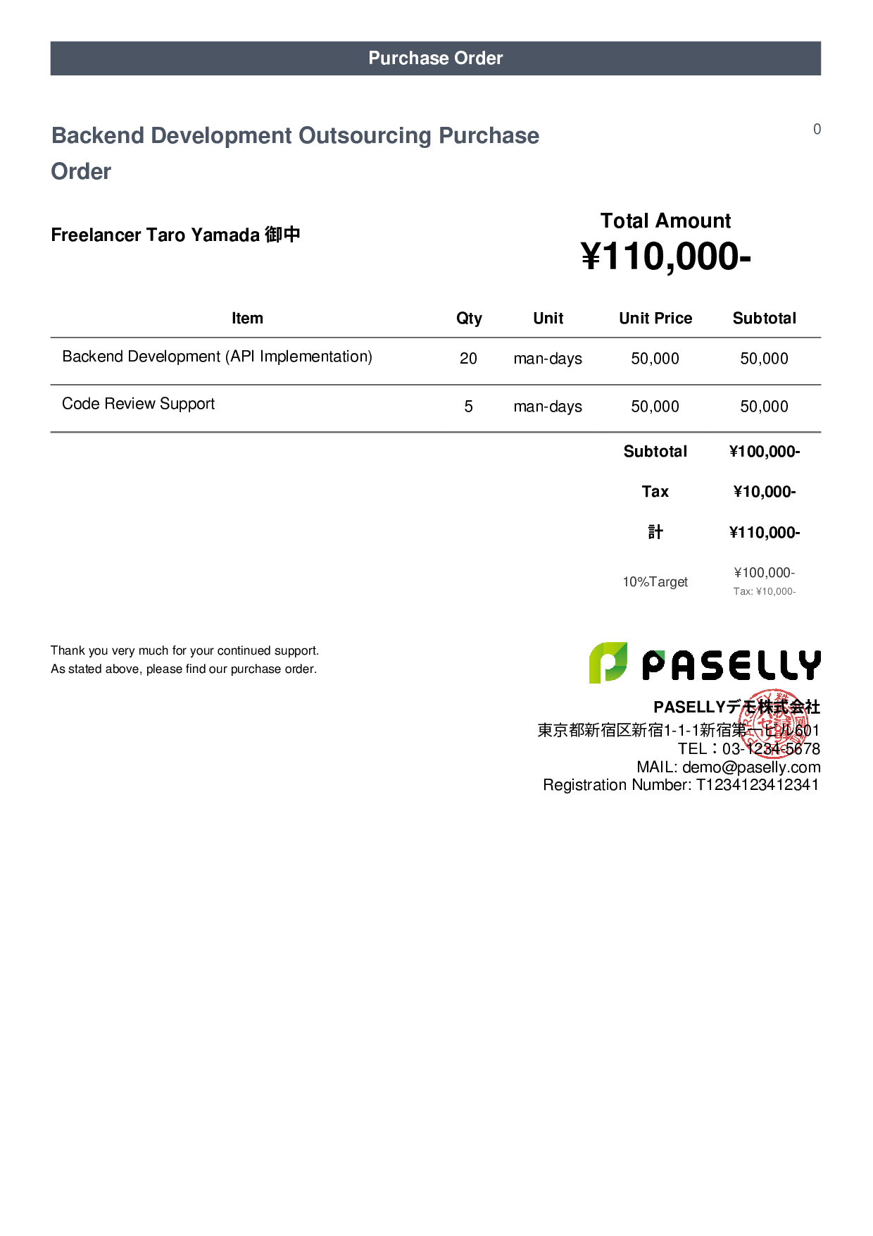 IT Outsourcing Purchase Order
