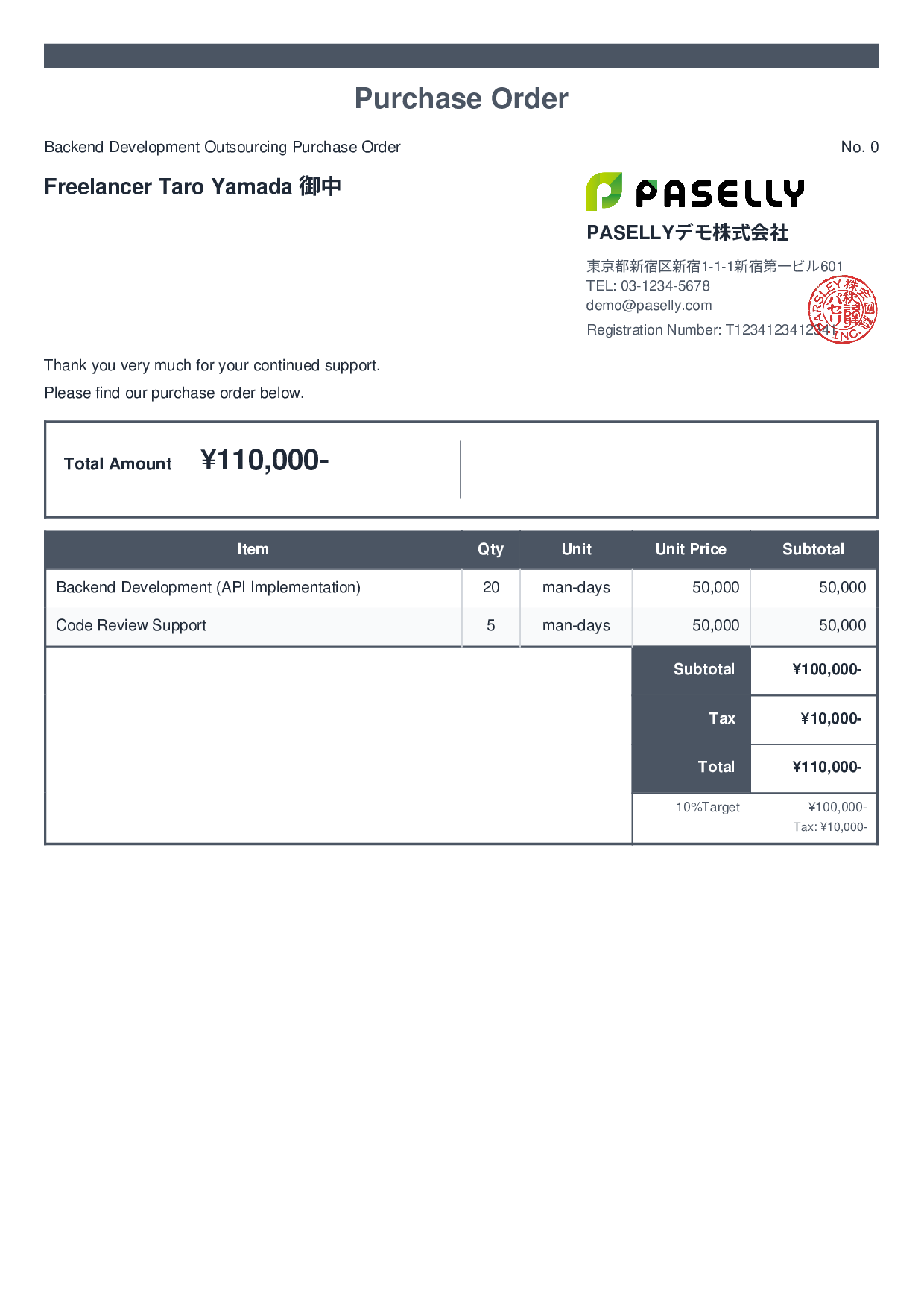 IT Outsourcing Purchase Order - Standard 2