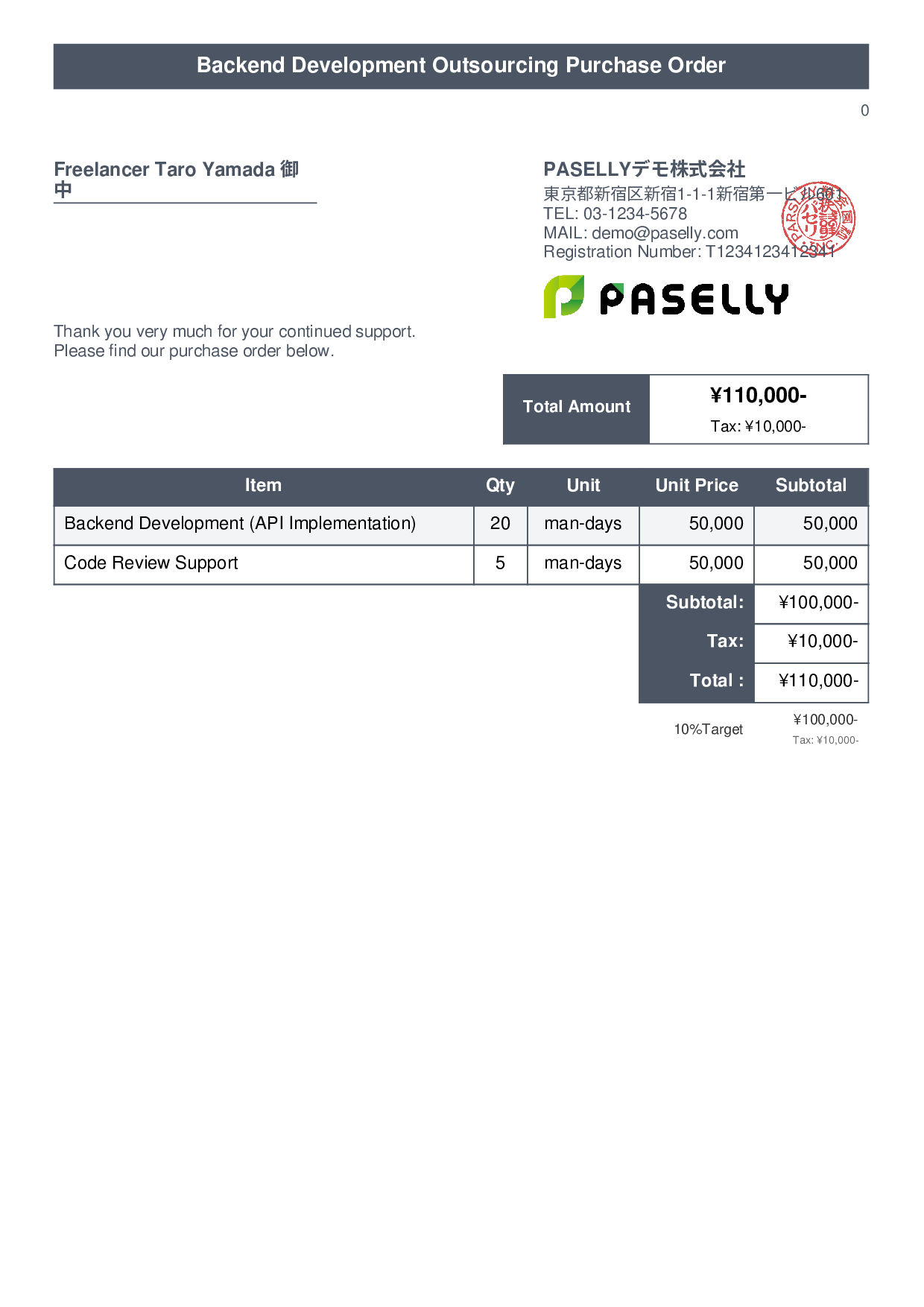 IT Outsourcing Purchase Order - Title Banner