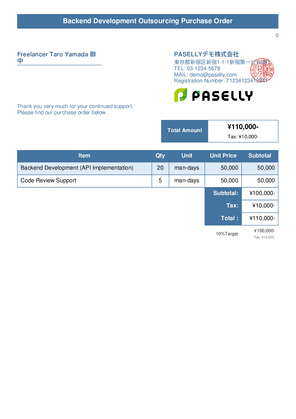 IT Outsourcing Purchase Order - Title Banner