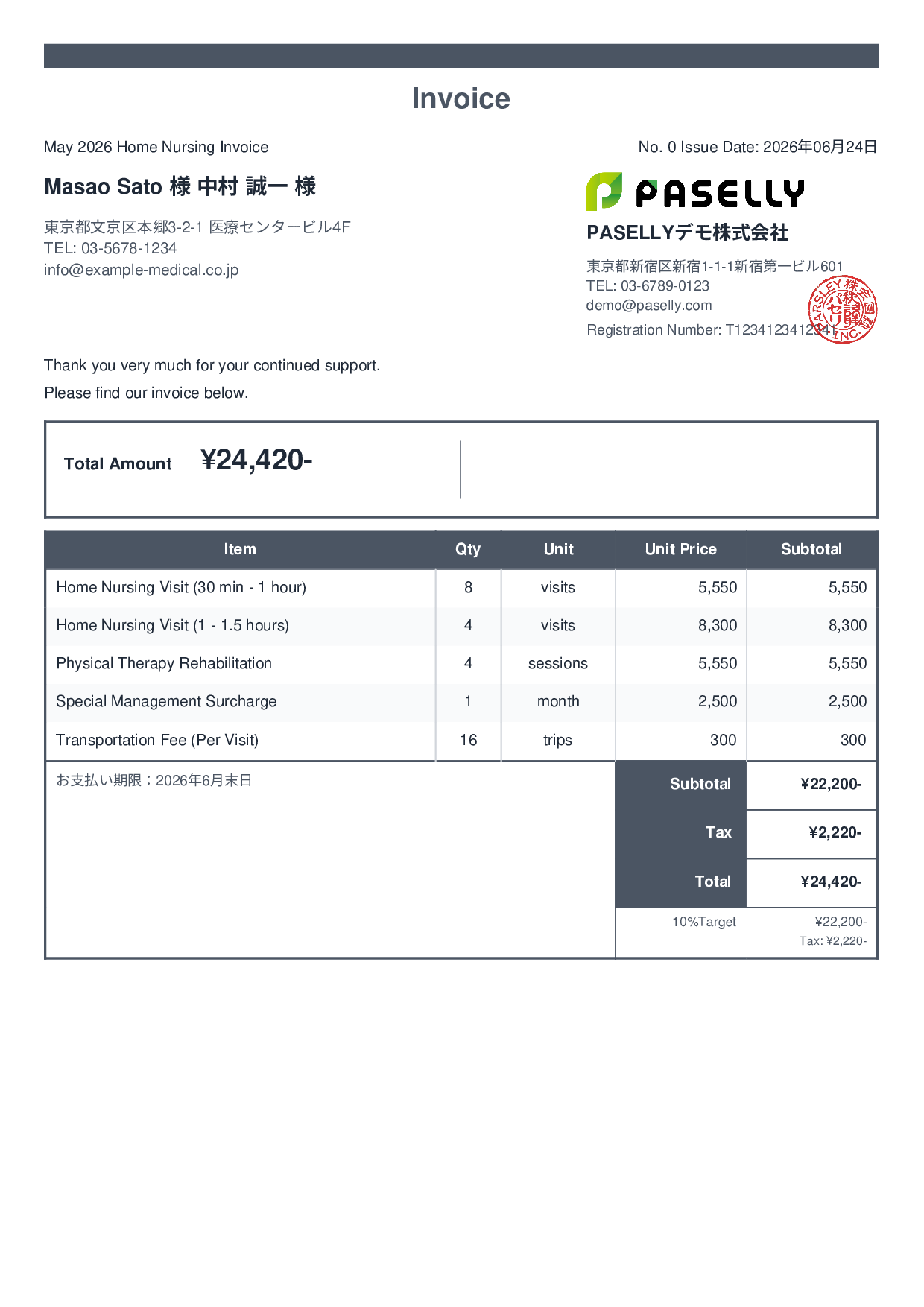 Home Nursing Invoice - Standard 2