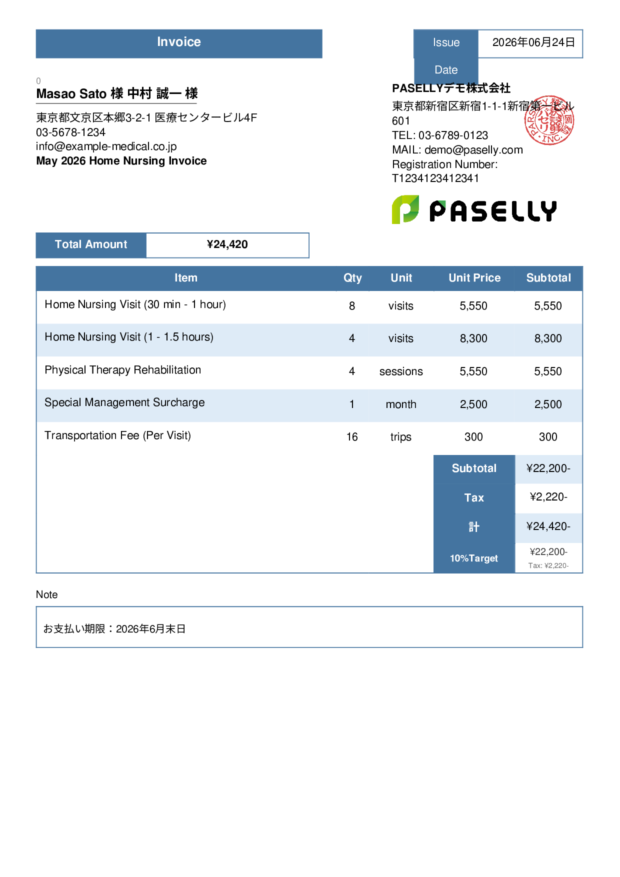 Home Nursing Invoice - Standard 3