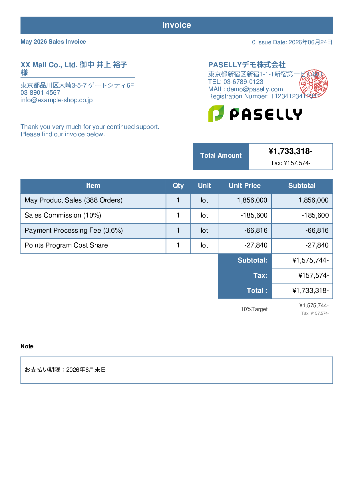 E-Commerce Sales Invoice - Standard 1