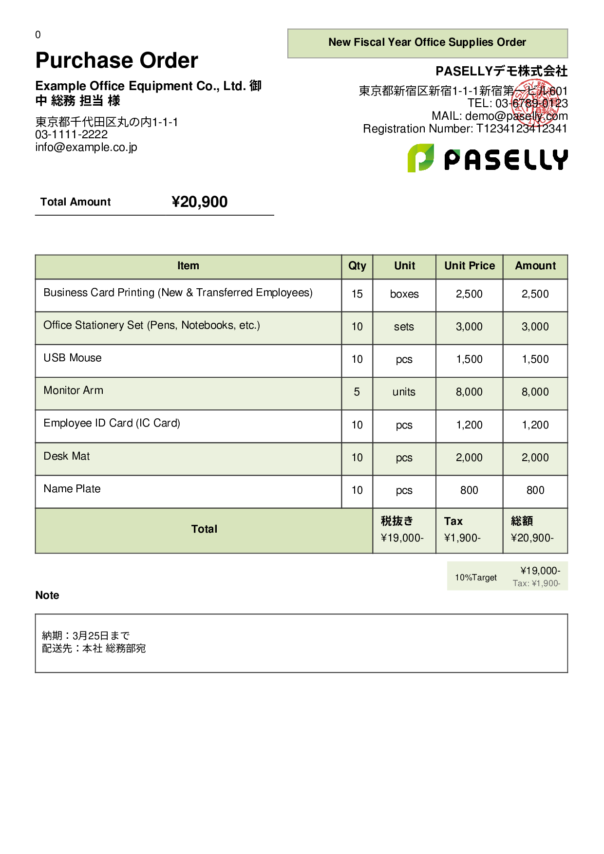 New Fiscal Year Office Supplies Order - Panel