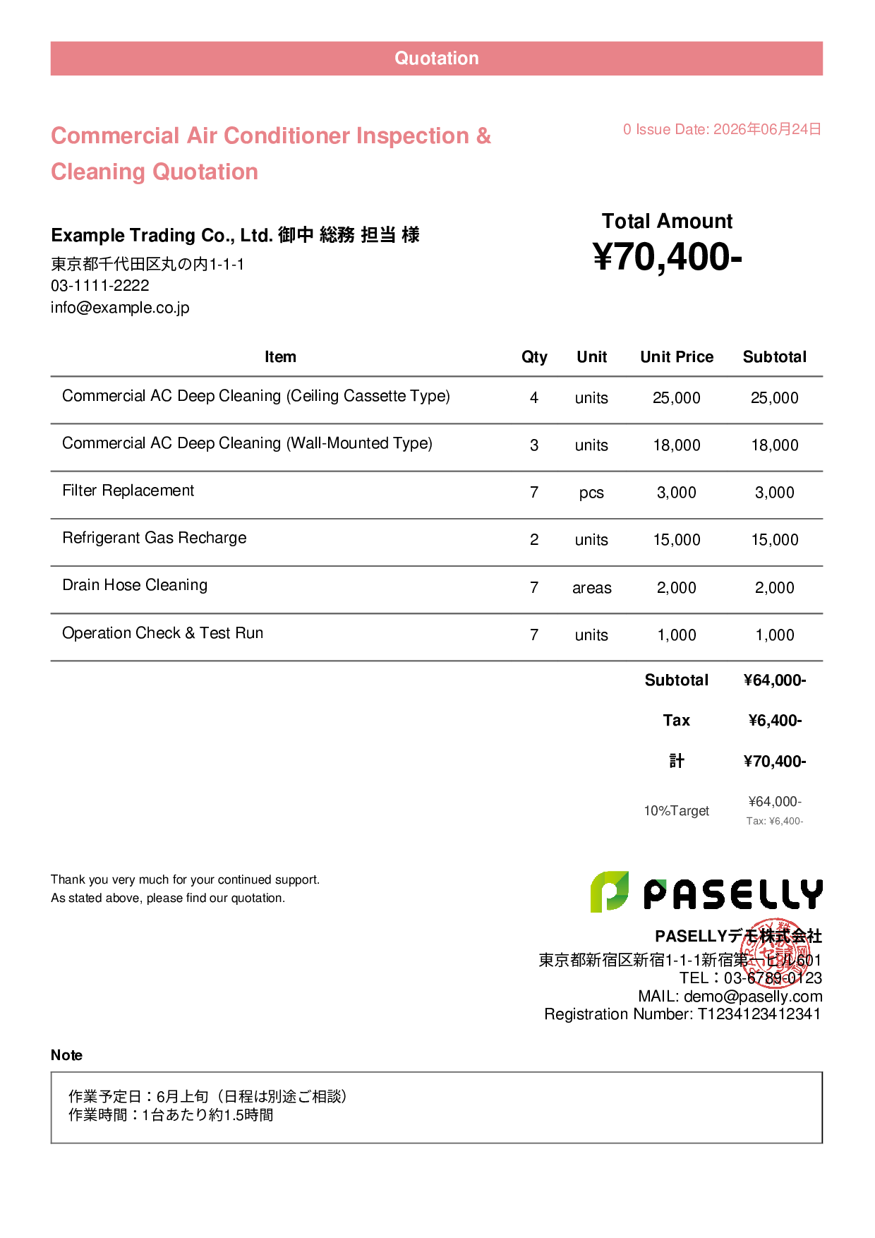 Summer Air Conditioner Maintenance Quotation - Casual