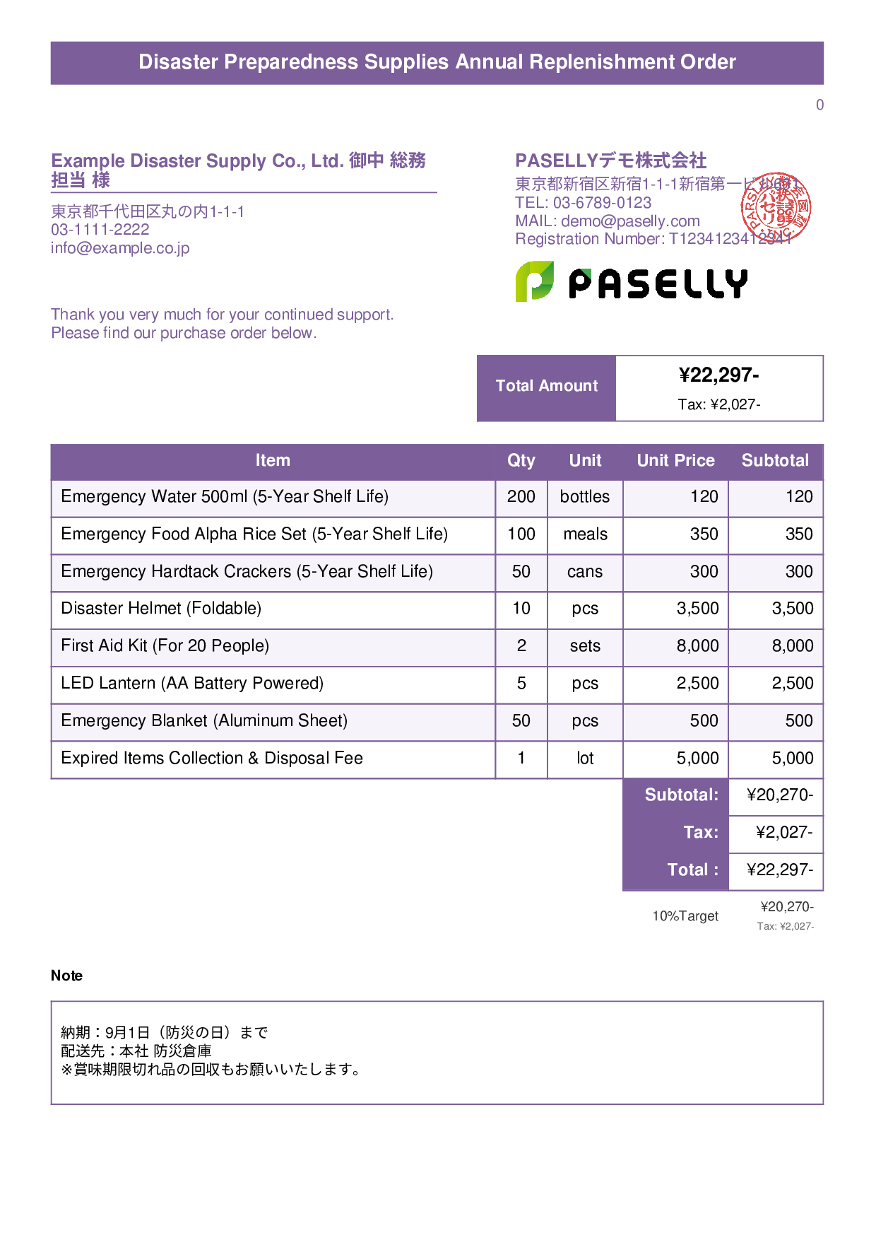 Disaster Preparedness Supplies Order - Title Banner