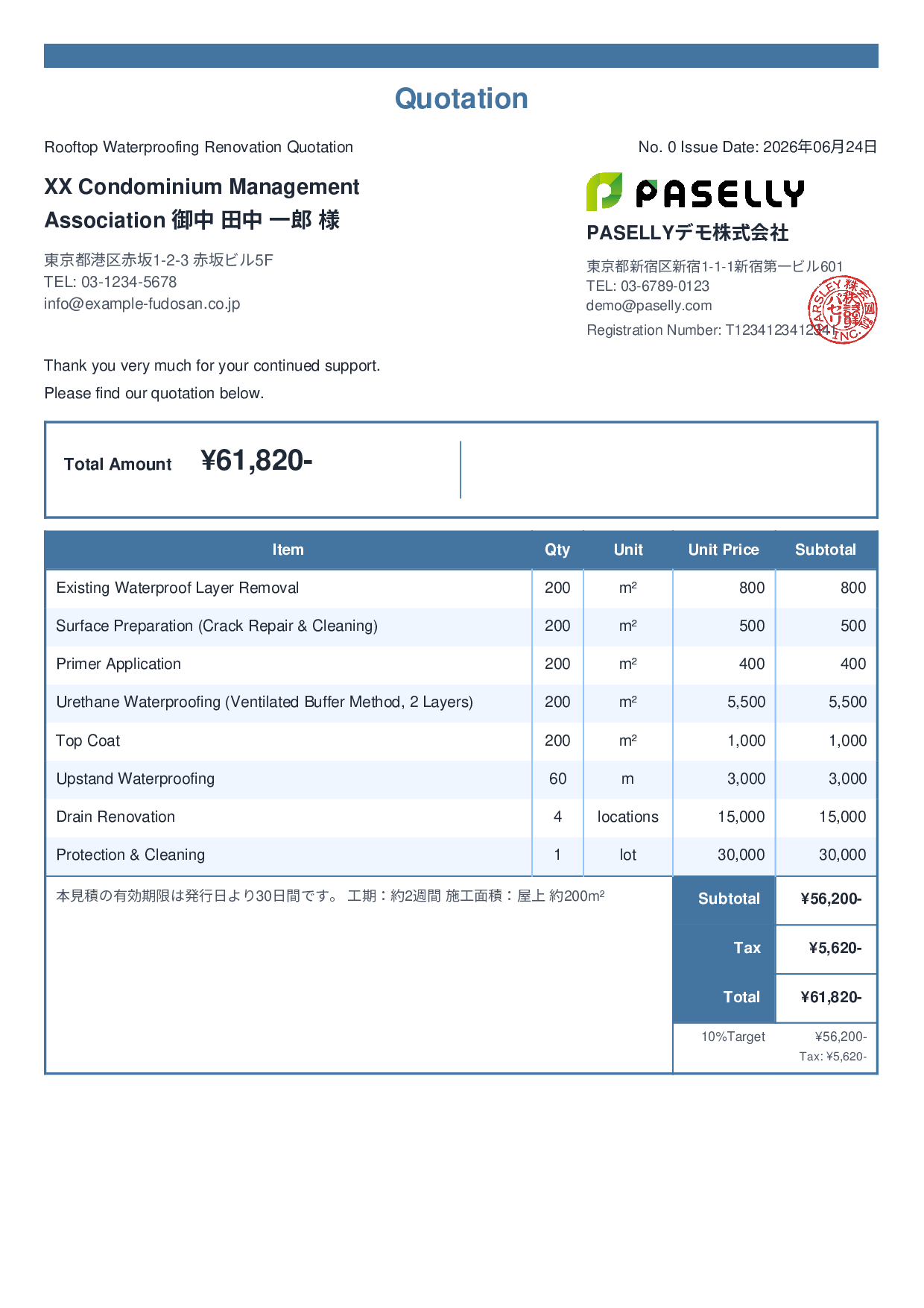 Waterproofing Work Quotation - Standard 2