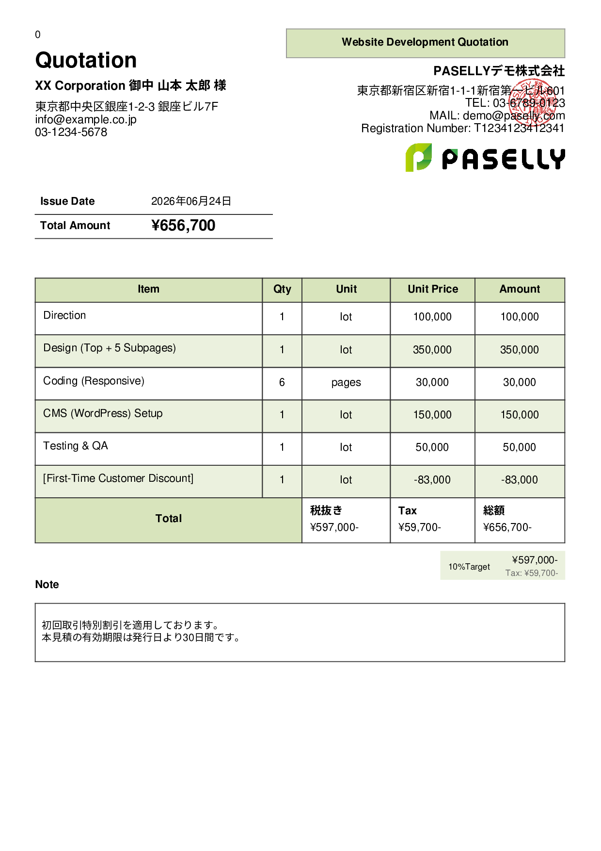 Quotation with Discount - Panel
