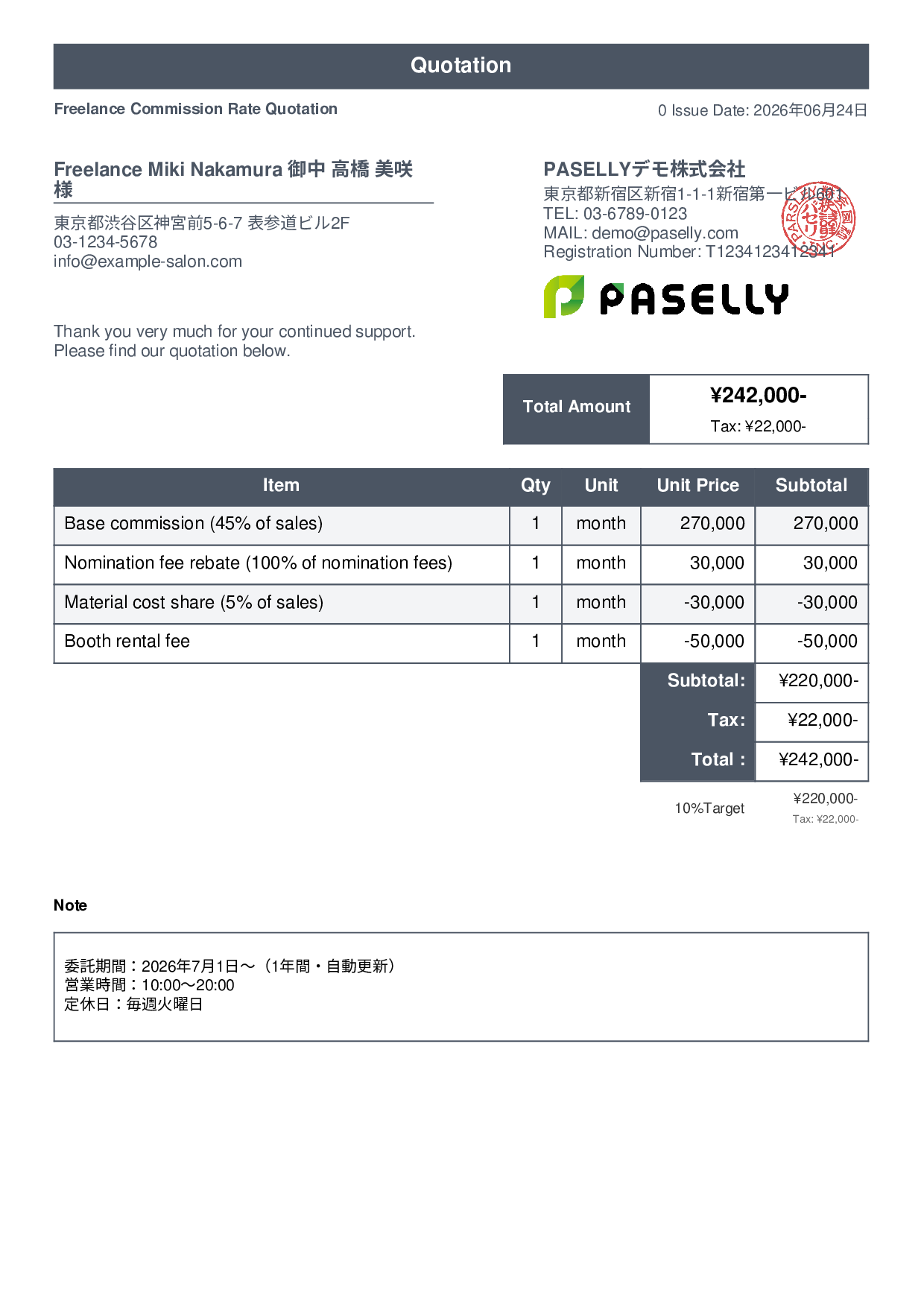 Hair Salon Freelance Commission Quotation - Standard 1