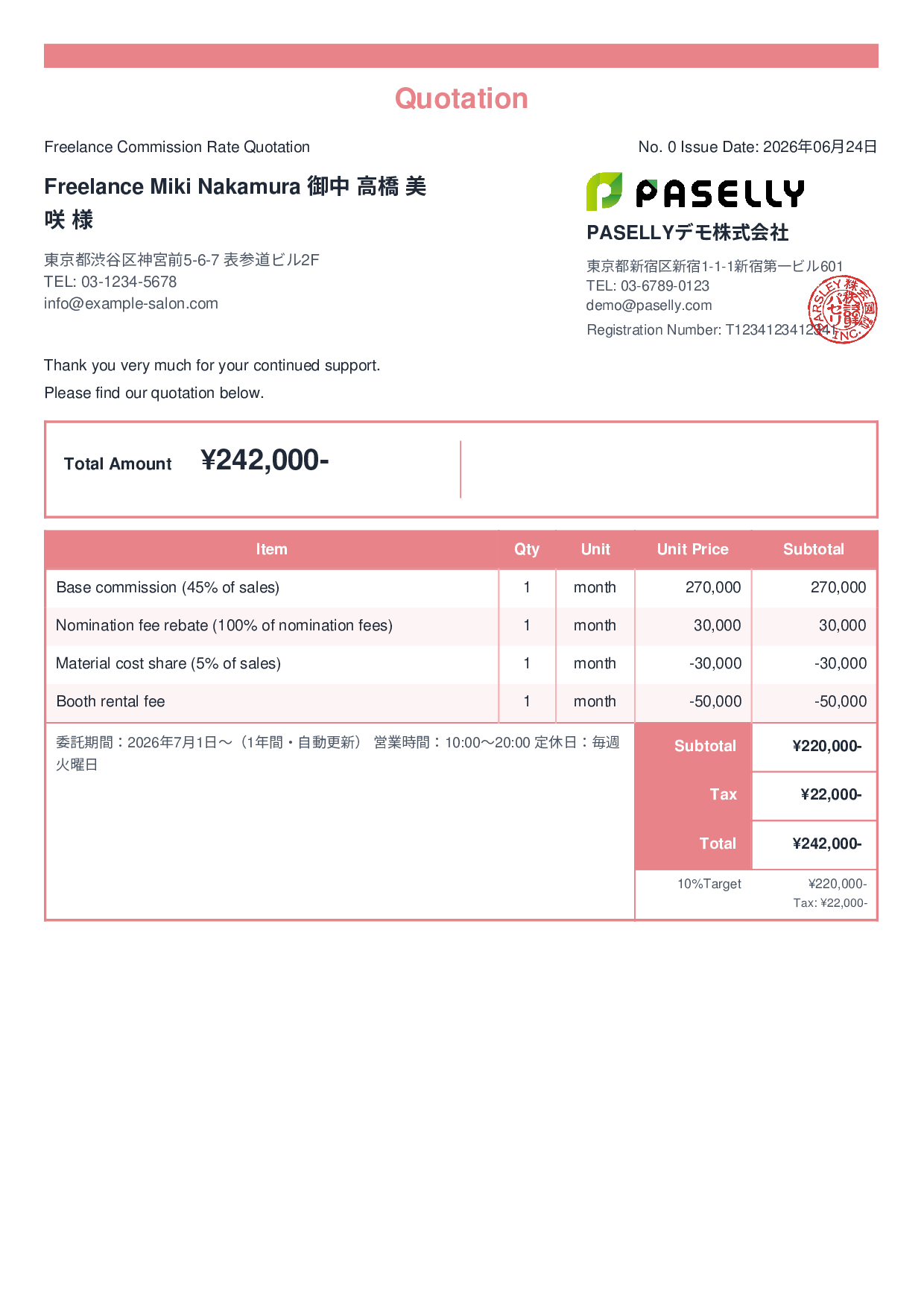 Hair Salon Freelance Commission Quotation - Standard 2