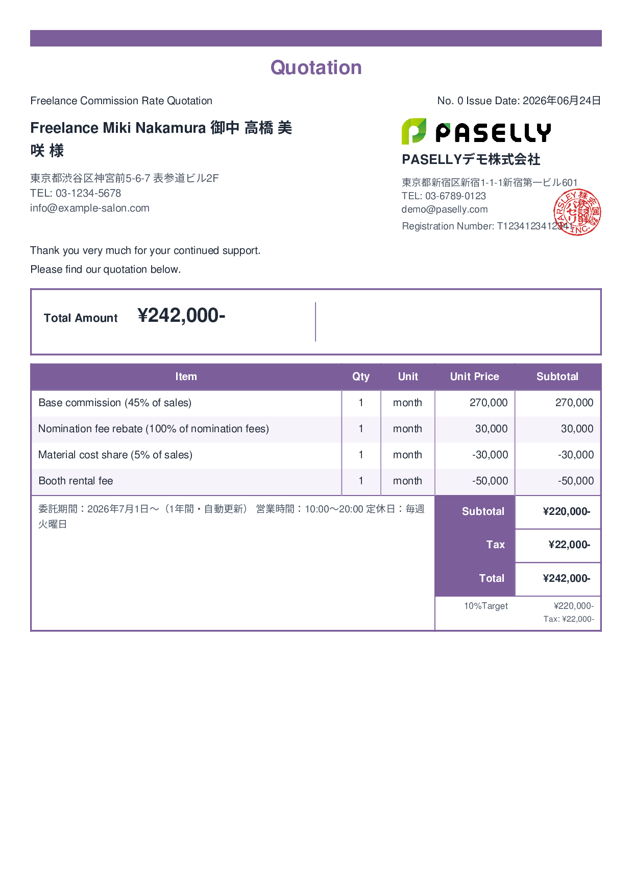 Hair Salon Freelance Commission Quotation - Standard 2