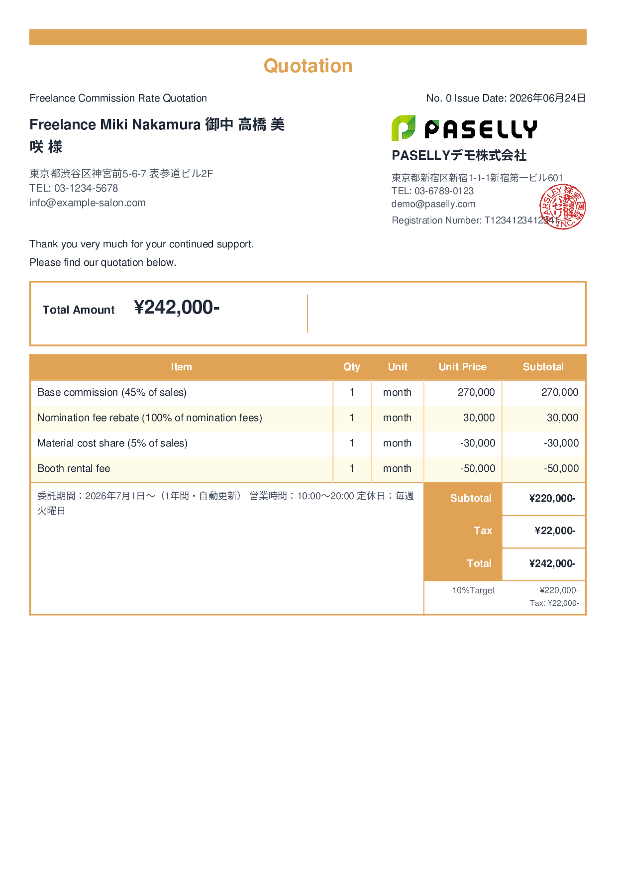 Hair Salon Freelance Commission Quotation - Standard 2