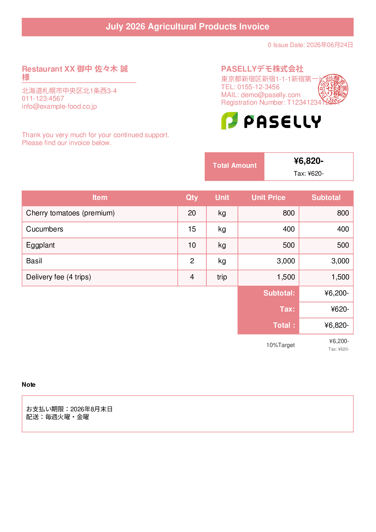 Farm Direct Sales Invoice - Title Banner