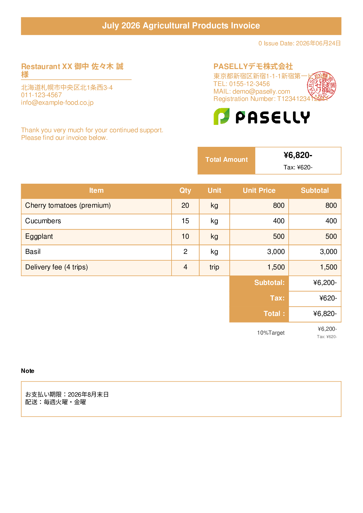 Farm Direct Sales Invoice - Title Banner
