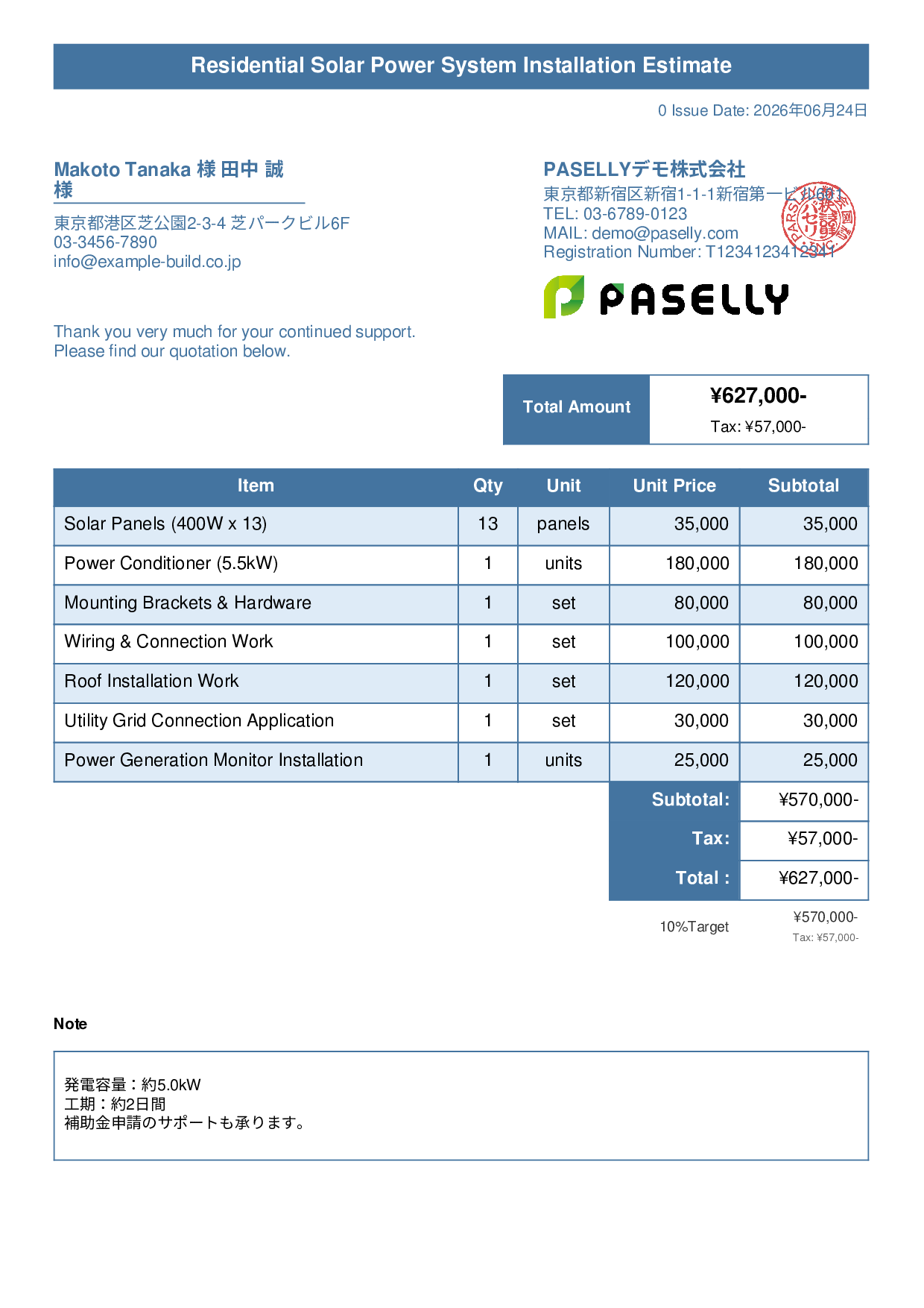 Solar Panel Installation Estimate - Title Banner