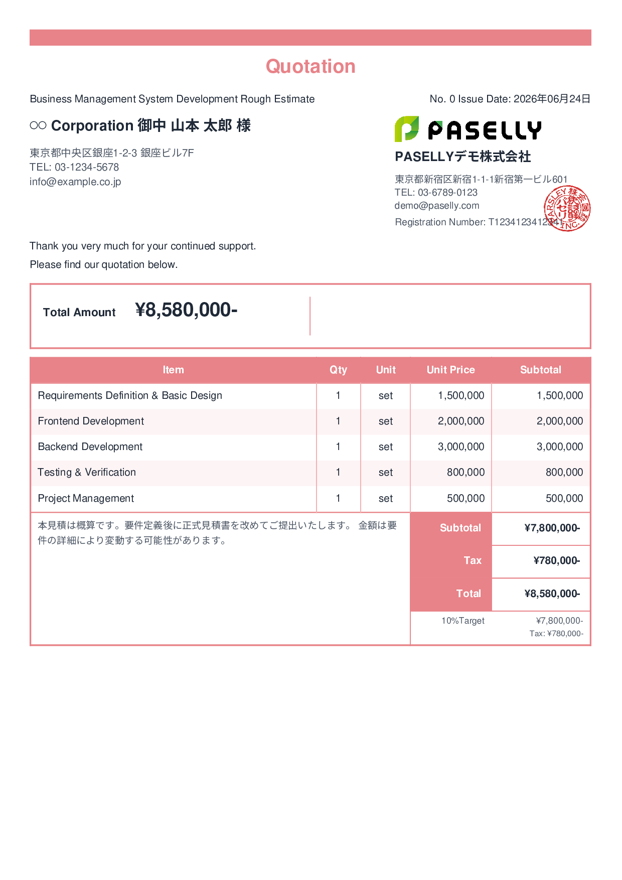 Rough Estimate (Range-based) - Standard 2