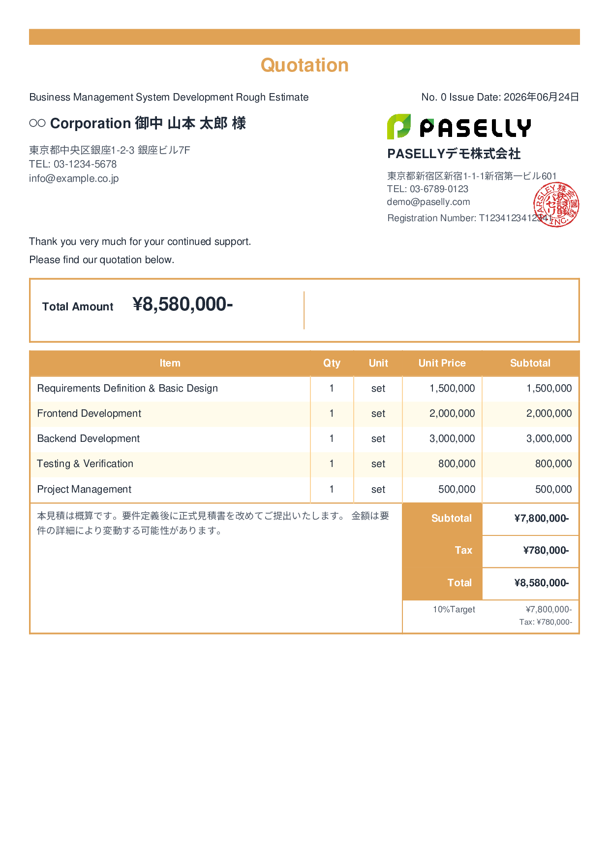 Rough Estimate (Range-based) - Standard 2