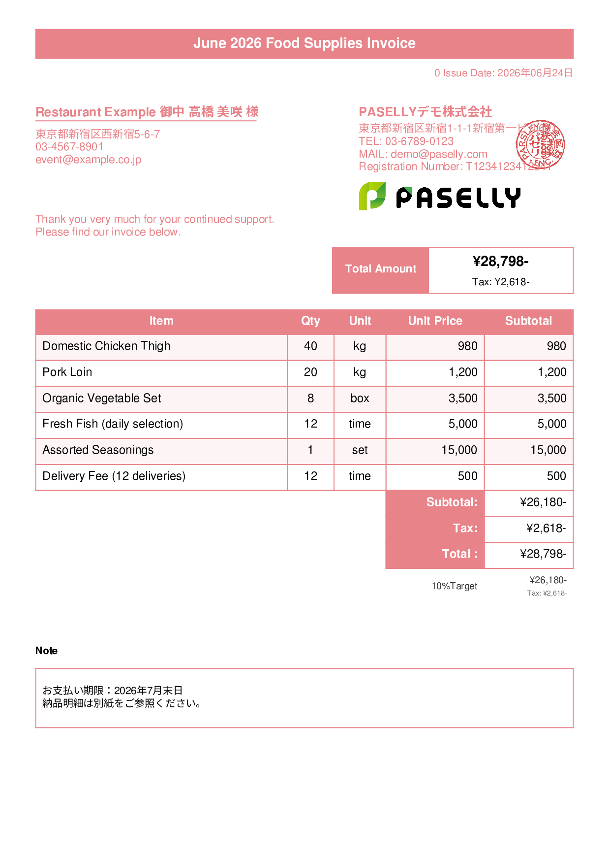 Food Supplier Invoice for Restaurants - Title Banner