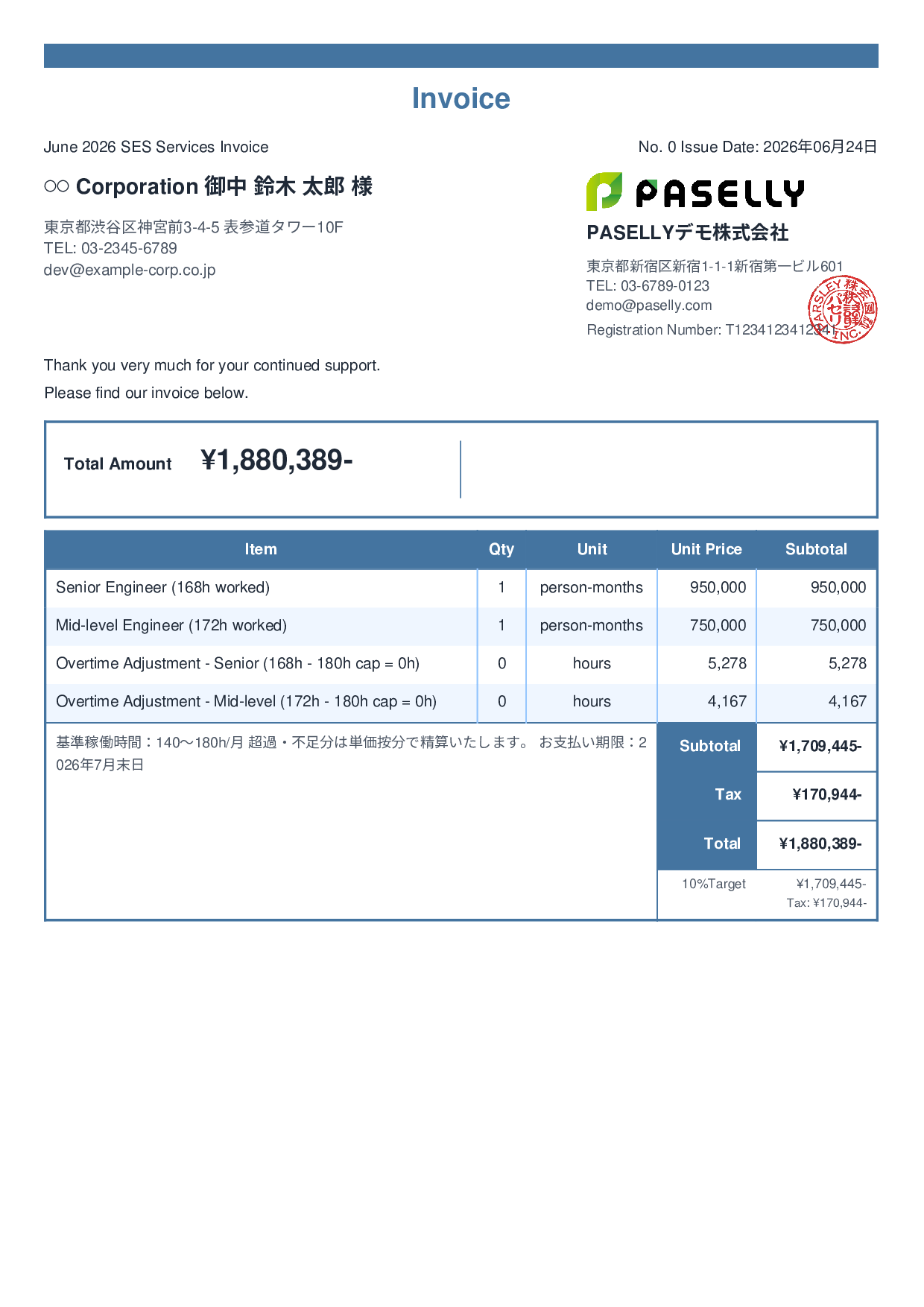 IT SES Monthly Invoice - Standard 2