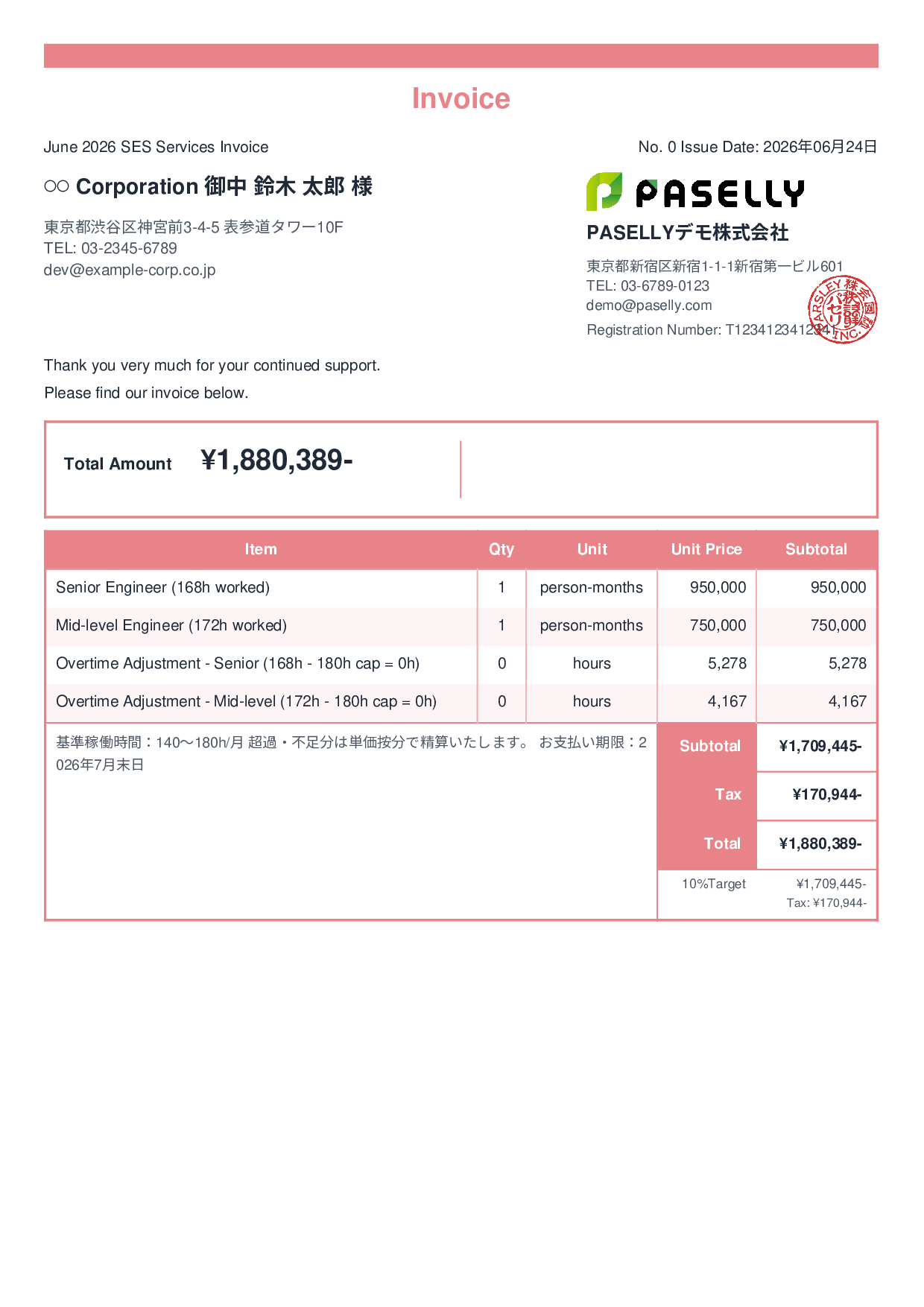 IT SES Monthly Invoice - Standard 2