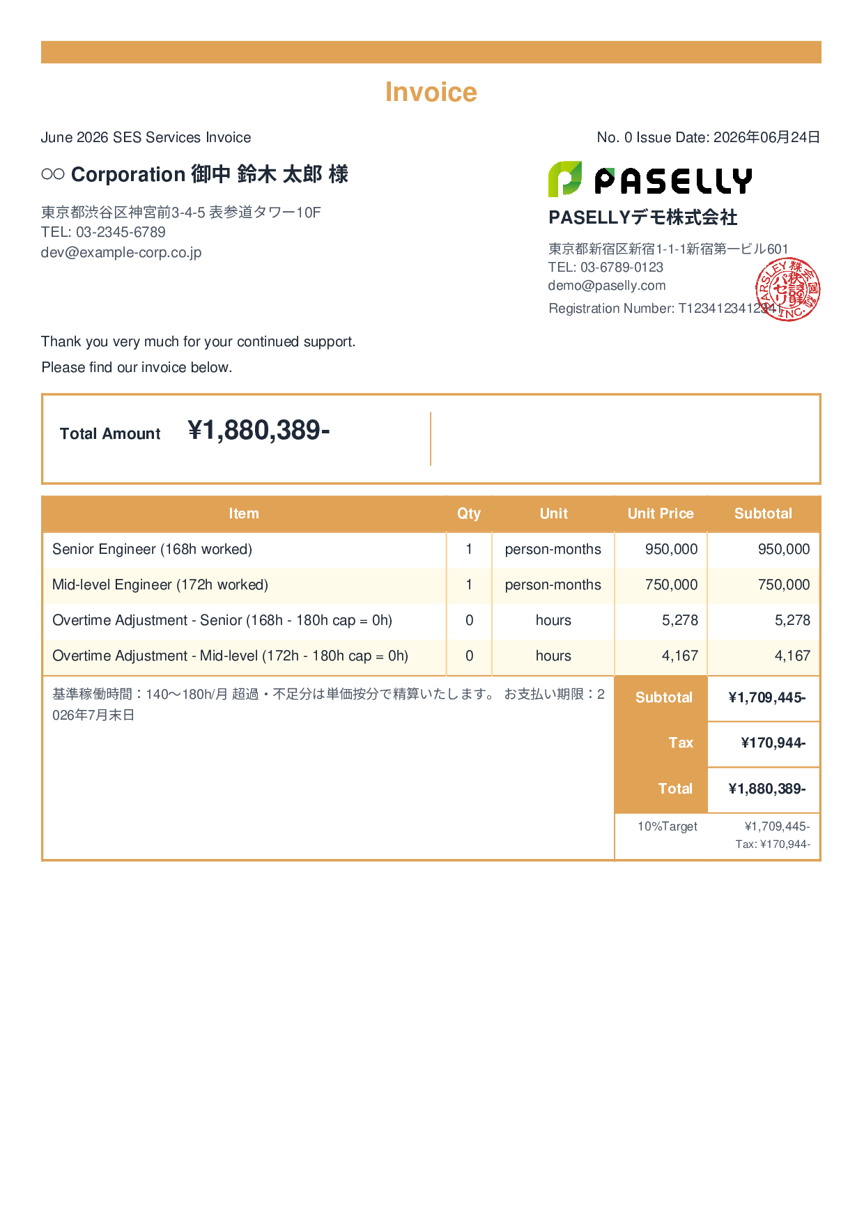 IT SES Monthly Invoice - Standard 2
