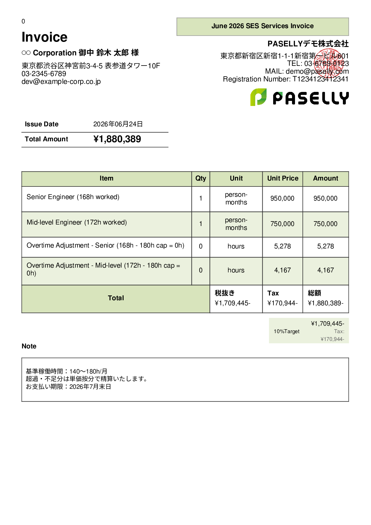 IT SES Monthly Invoice - Panel