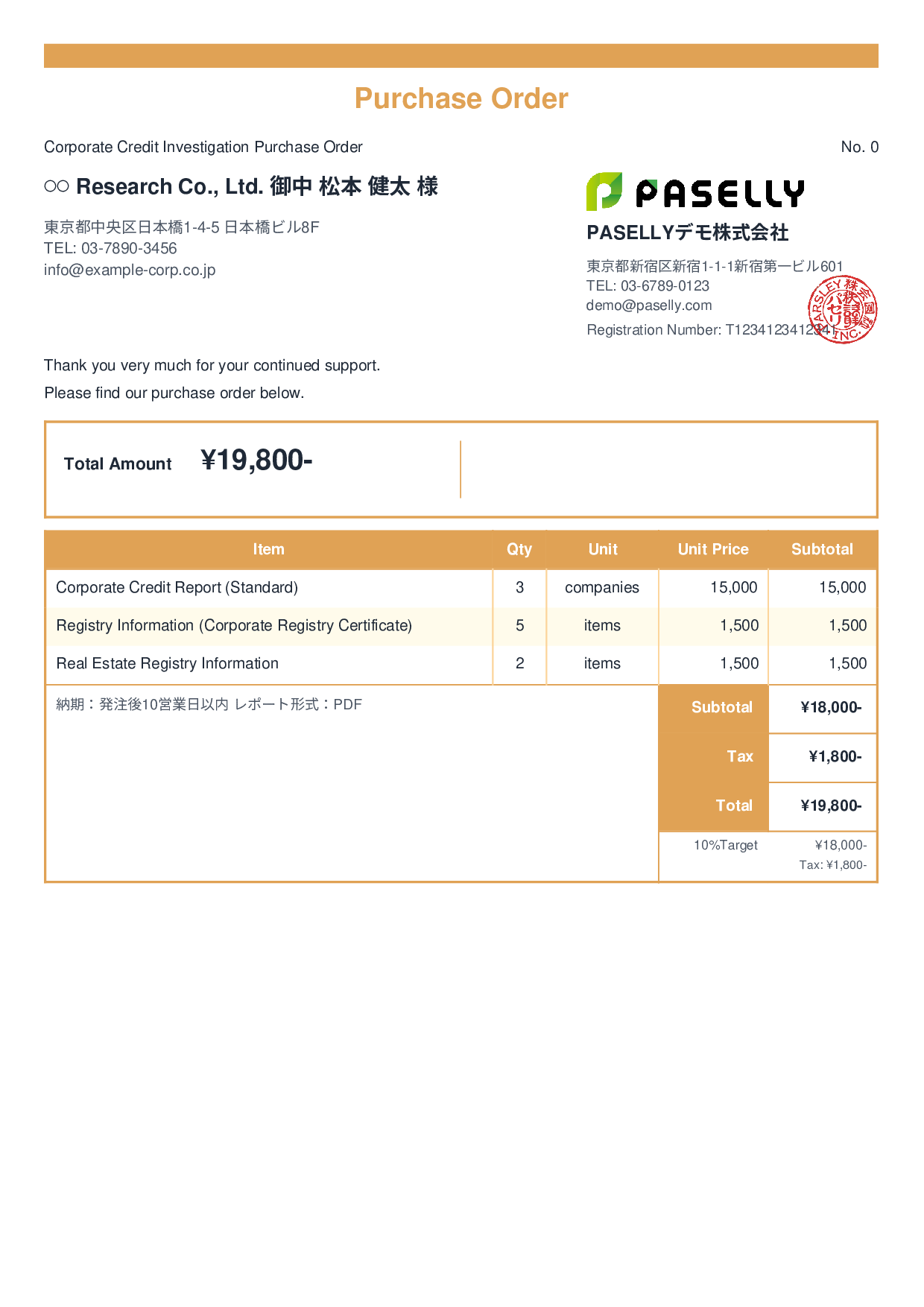 Professional Services Research Purchase Order - Standard 2