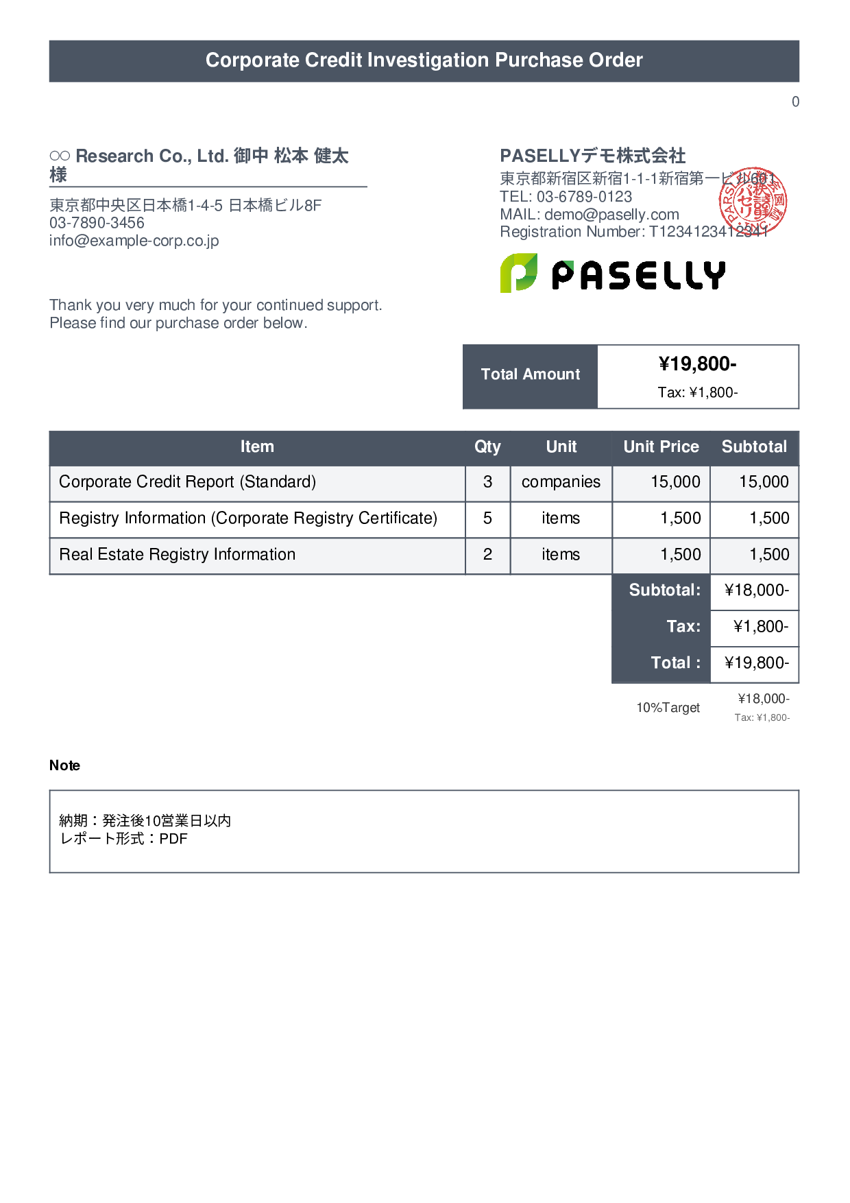 Professional Services Research Purchase Order - Title Banner