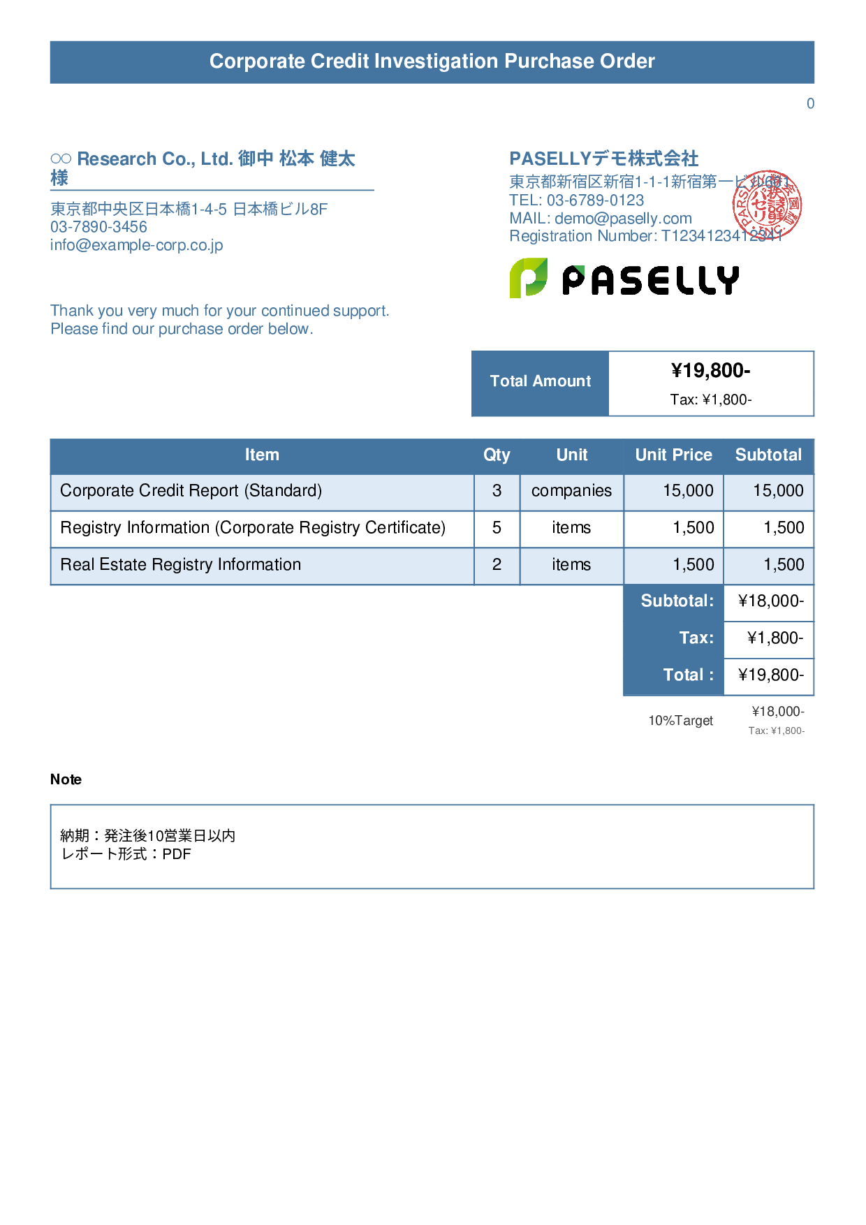 Professional Services Research Purchase Order - Title Banner