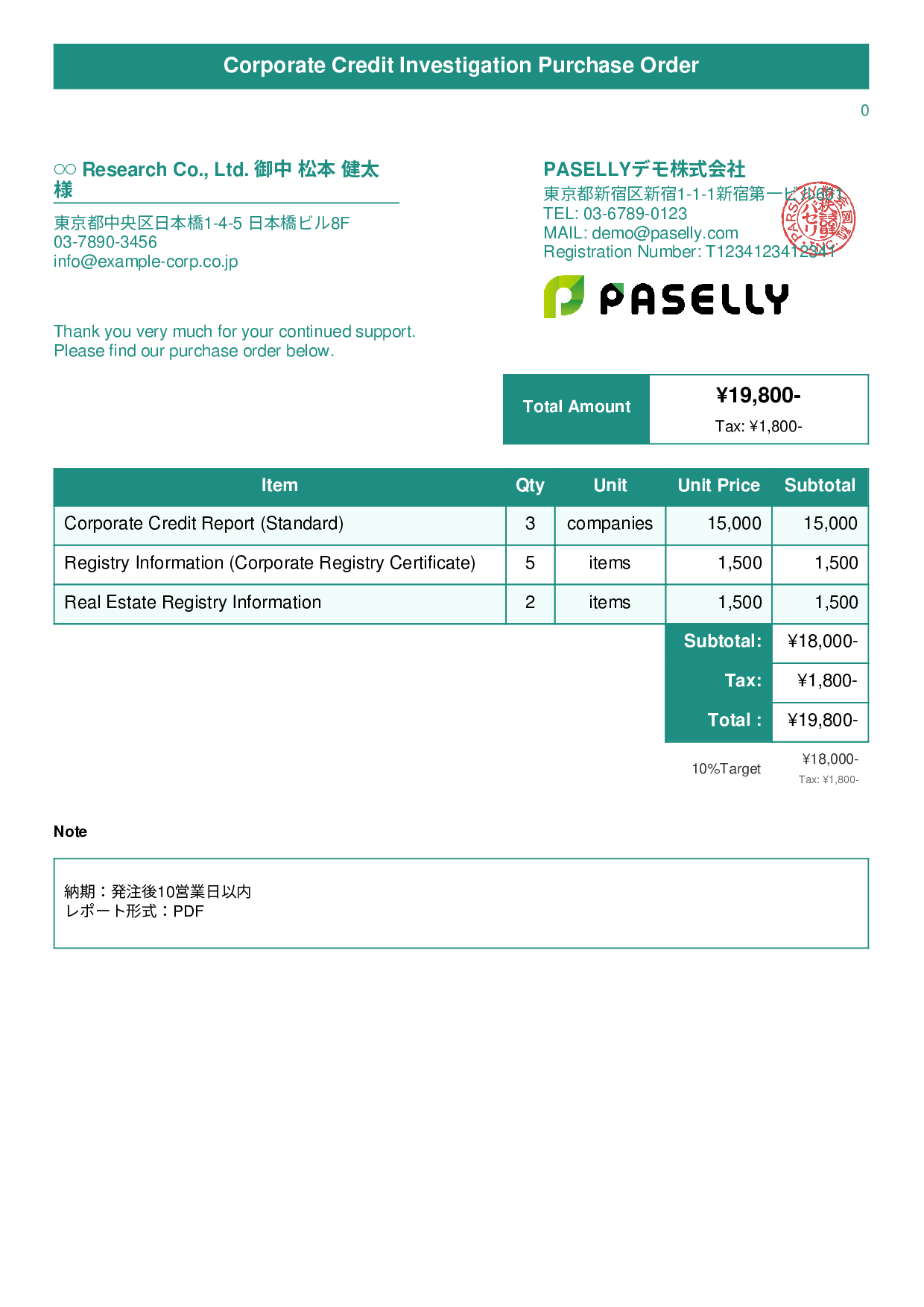 Professional Services Research Purchase Order - Title Banner