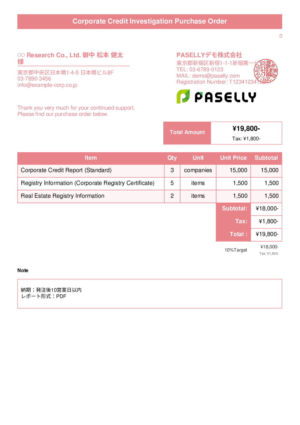Professional Services Research Purchase Order - Title Banner