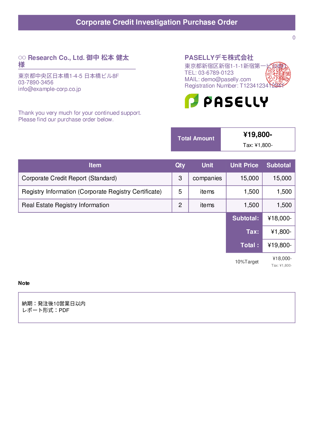 Professional Services Research Purchase Order - Title Banner