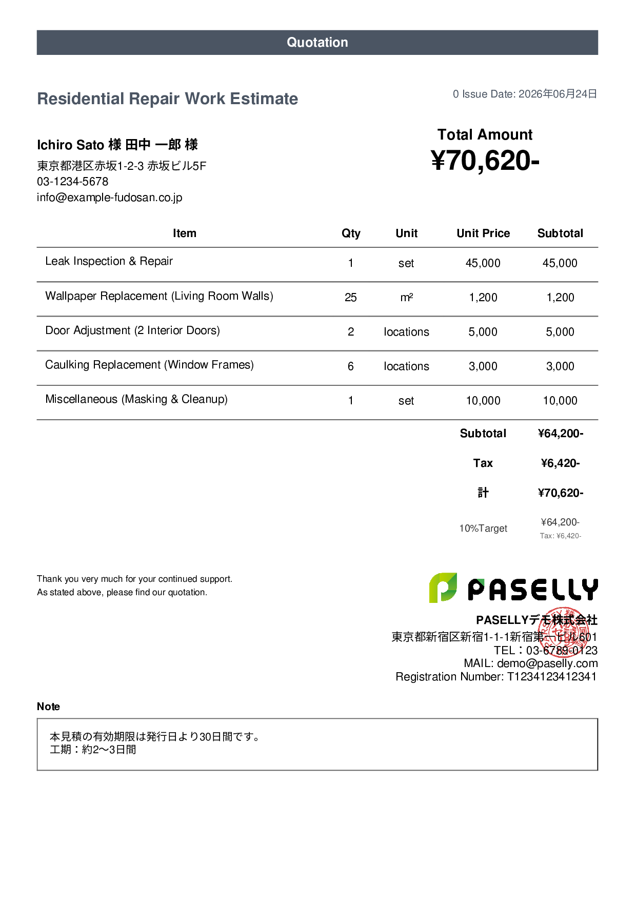 Small-Scale Repair Estimate