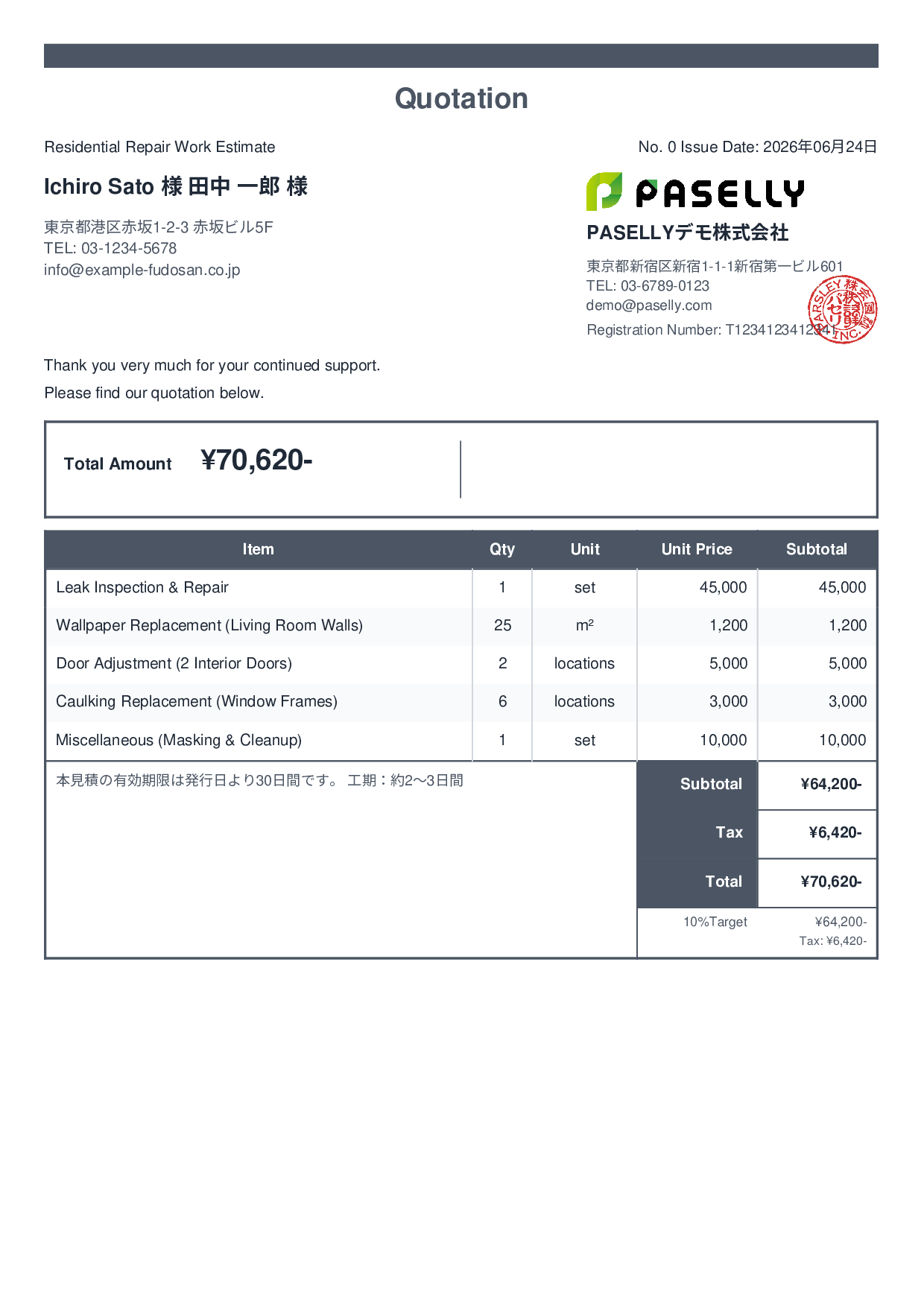 Small-Scale Repair Estimate - Standard 2